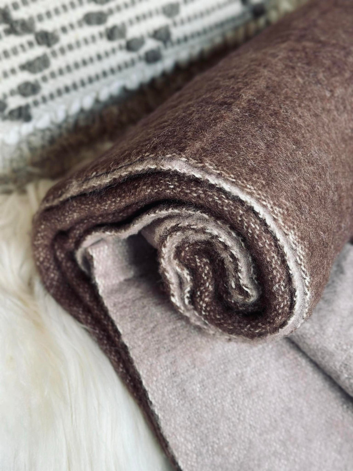 Plaid 100 % Wolle - Dark rose