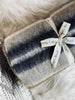 Plaid 100 % Wolle - Taupe-Streifen