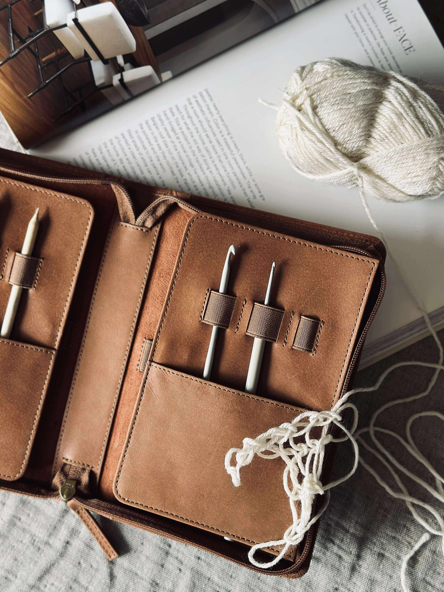 Organiser Cognac Leder