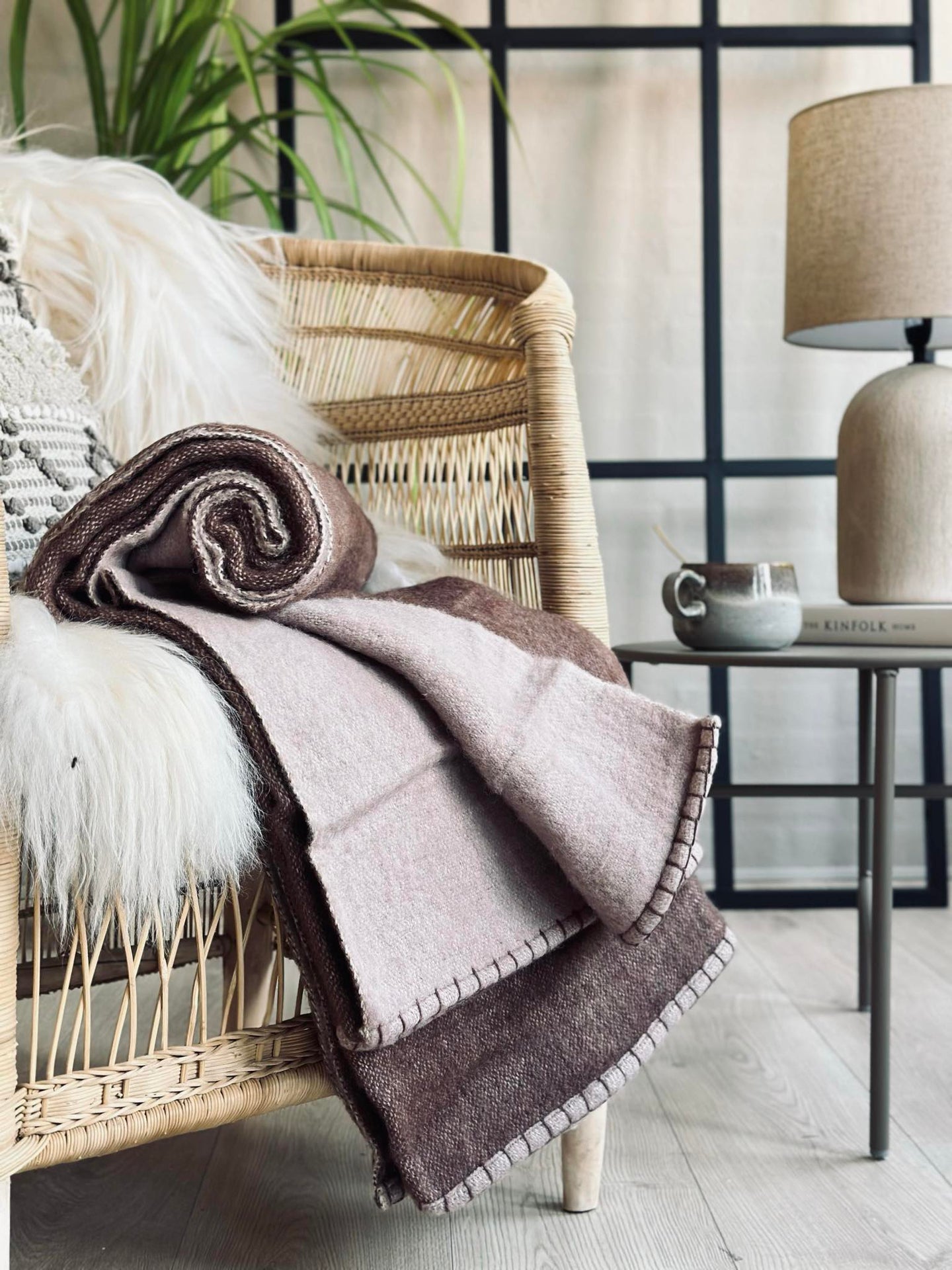 Plaid 100 % Wolle - Dark rose