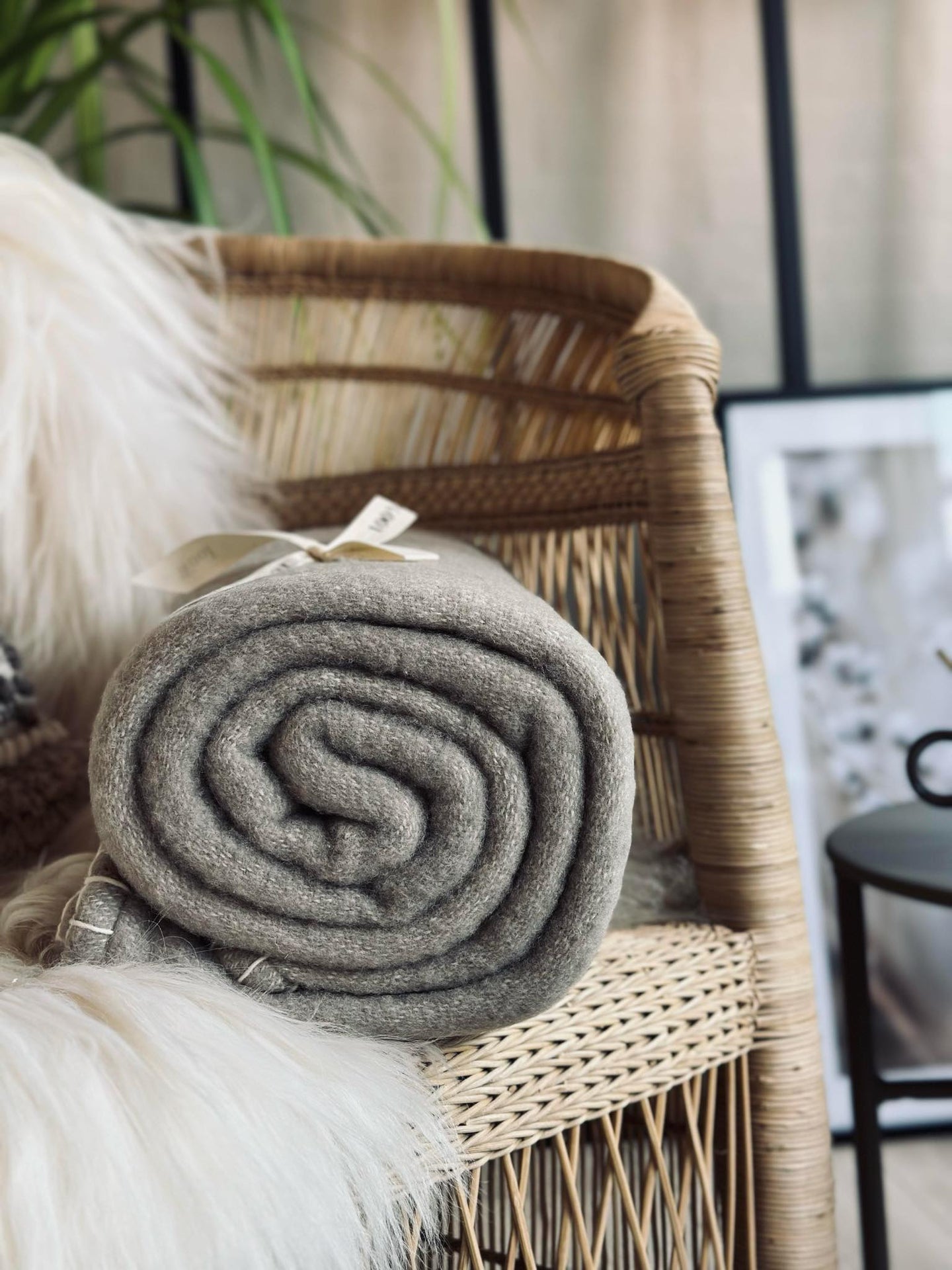 Plaid 100 % Wolle - Beige / Natur