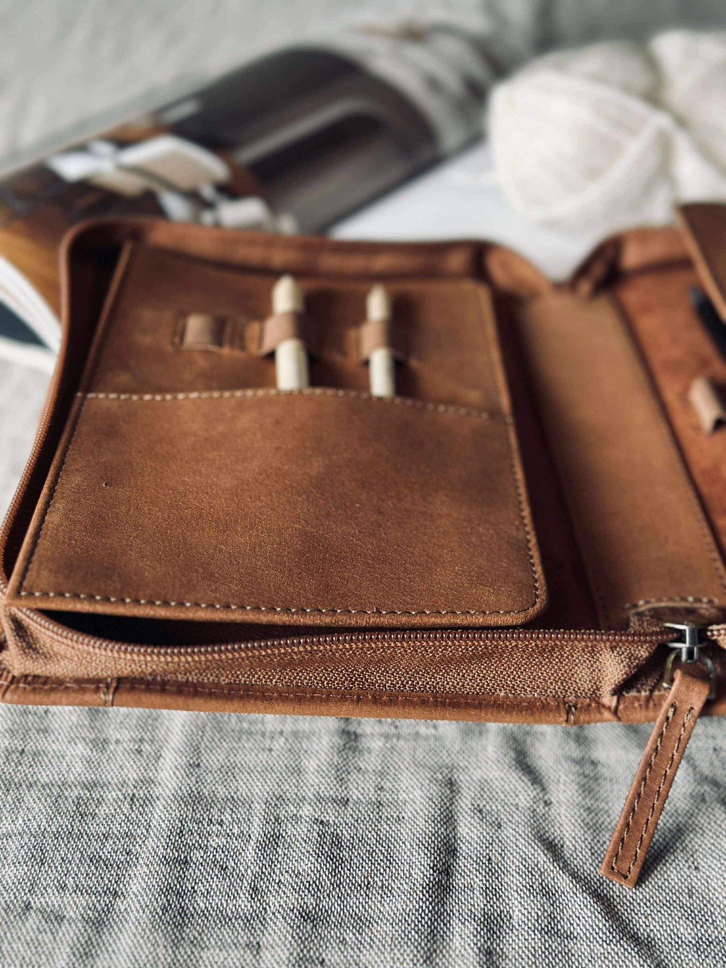 Organiser Cognac Leder