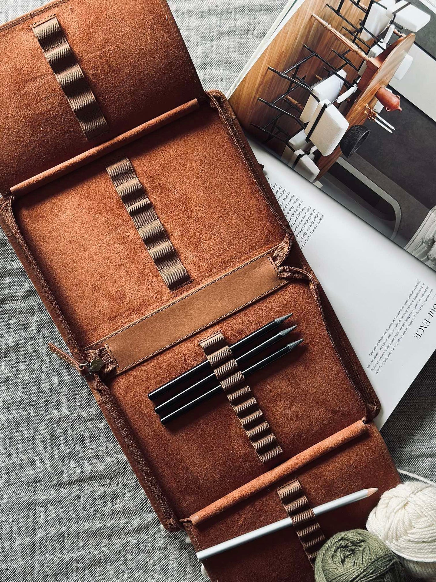 Organiser Cognac Leder