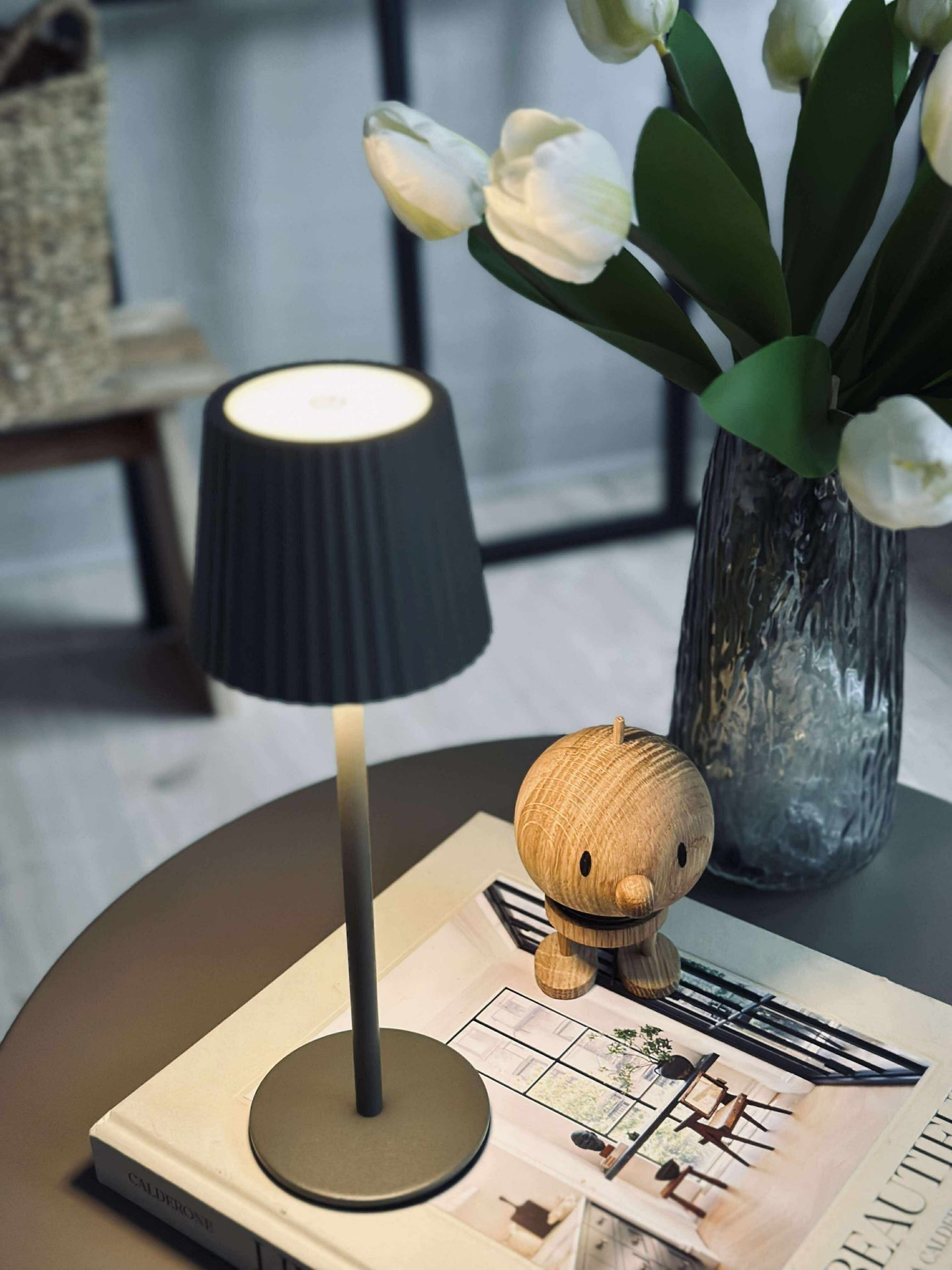 LED-Tischlampe MILLA Taupe - wiederaufladbar