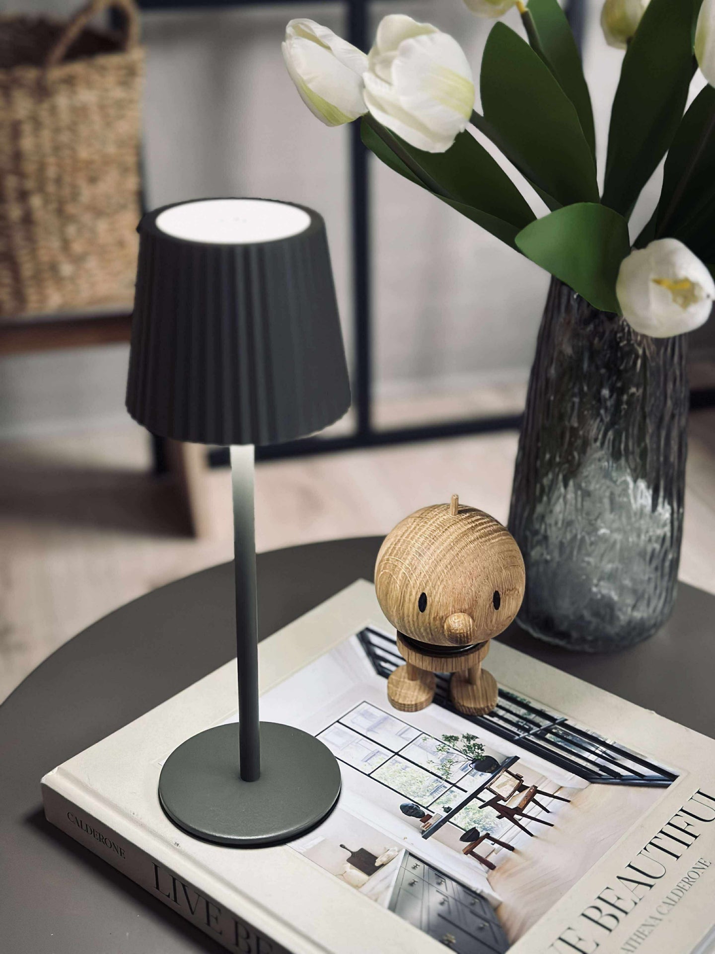 LED-Tischlampe MILLA Taupe - wiederaufladbar