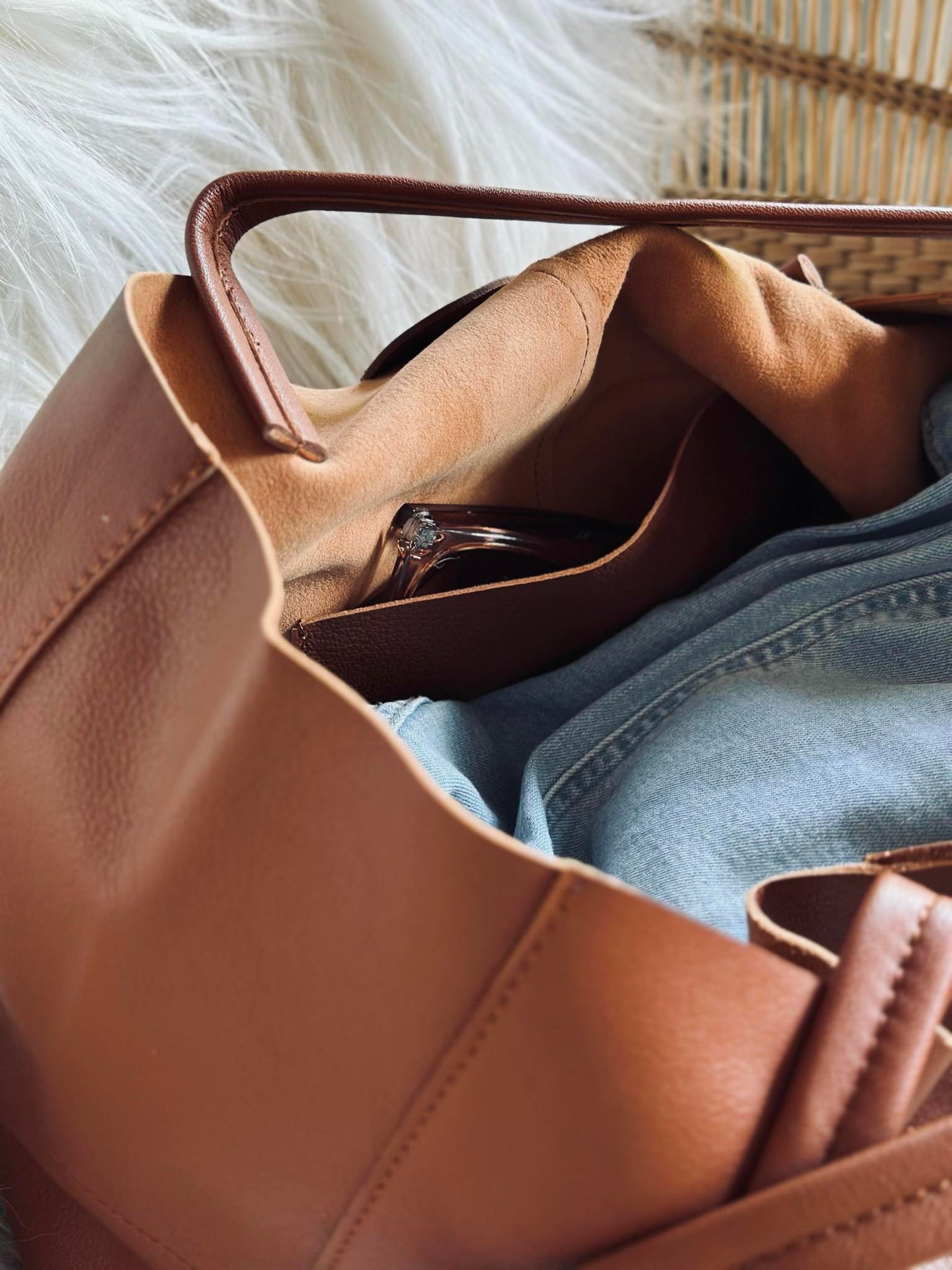 Shopper Daily aus weichem Leder - Cognac
