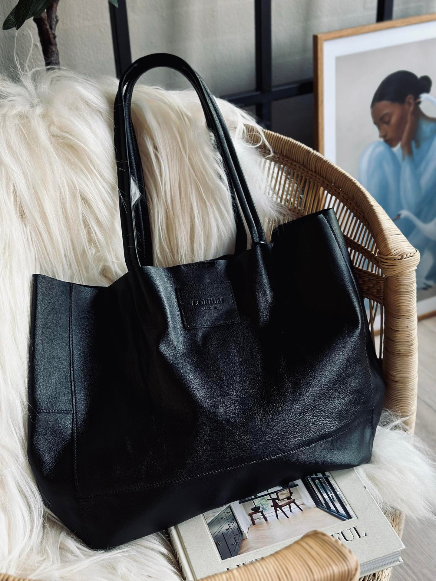 Shopper Daily aus weichem Leder - Schwarz