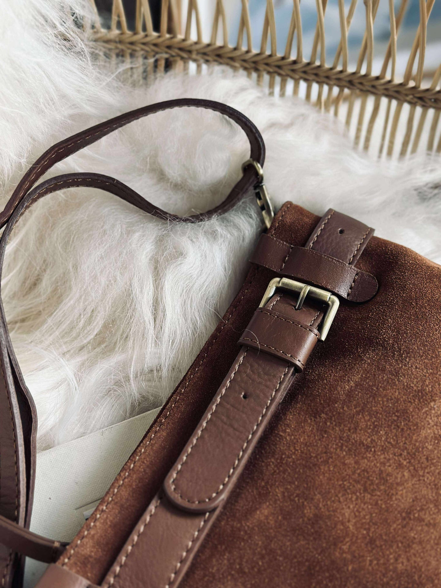 Clutch Veloursleder - Cognac