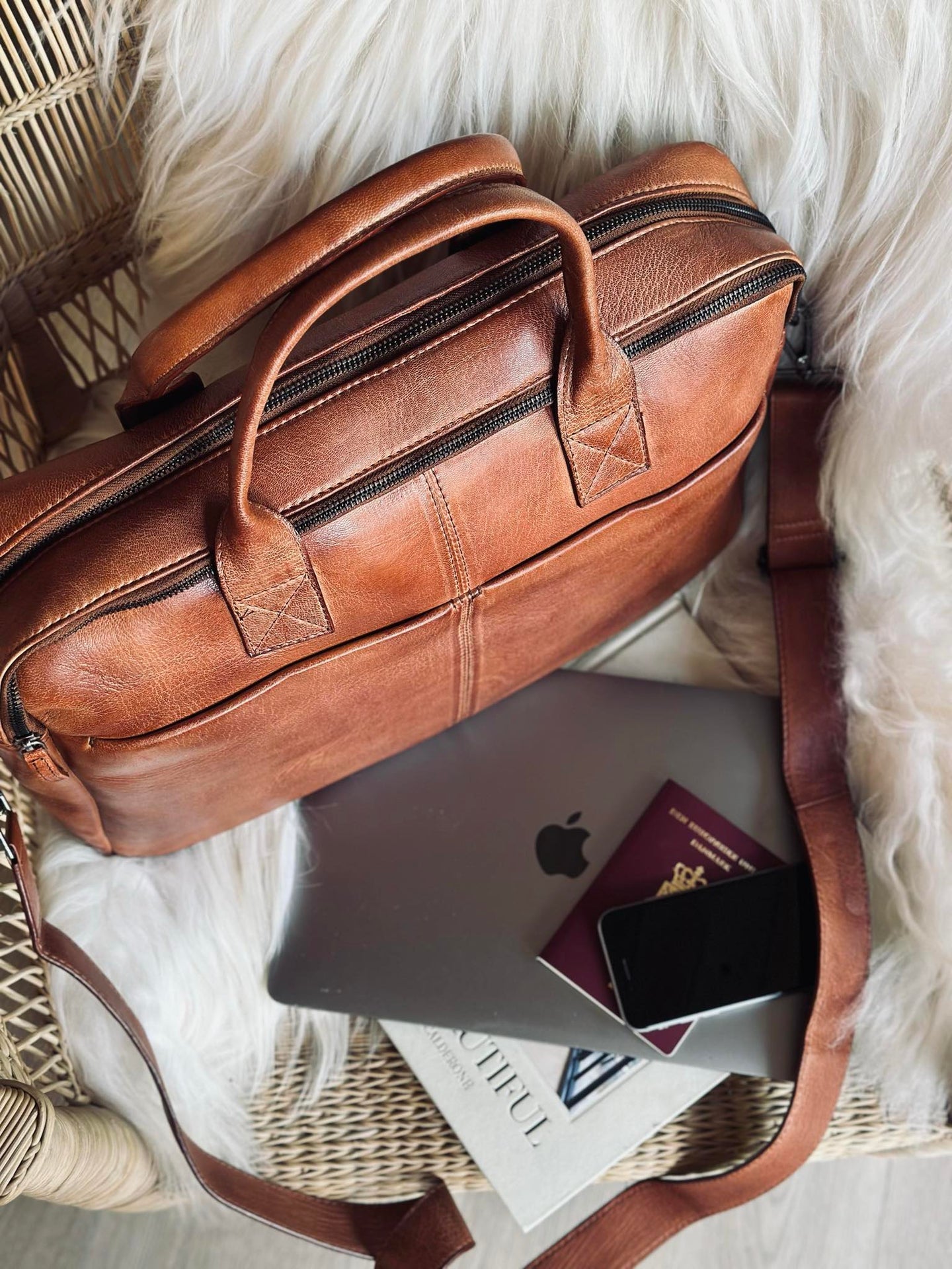 Laptoptasche Cognac