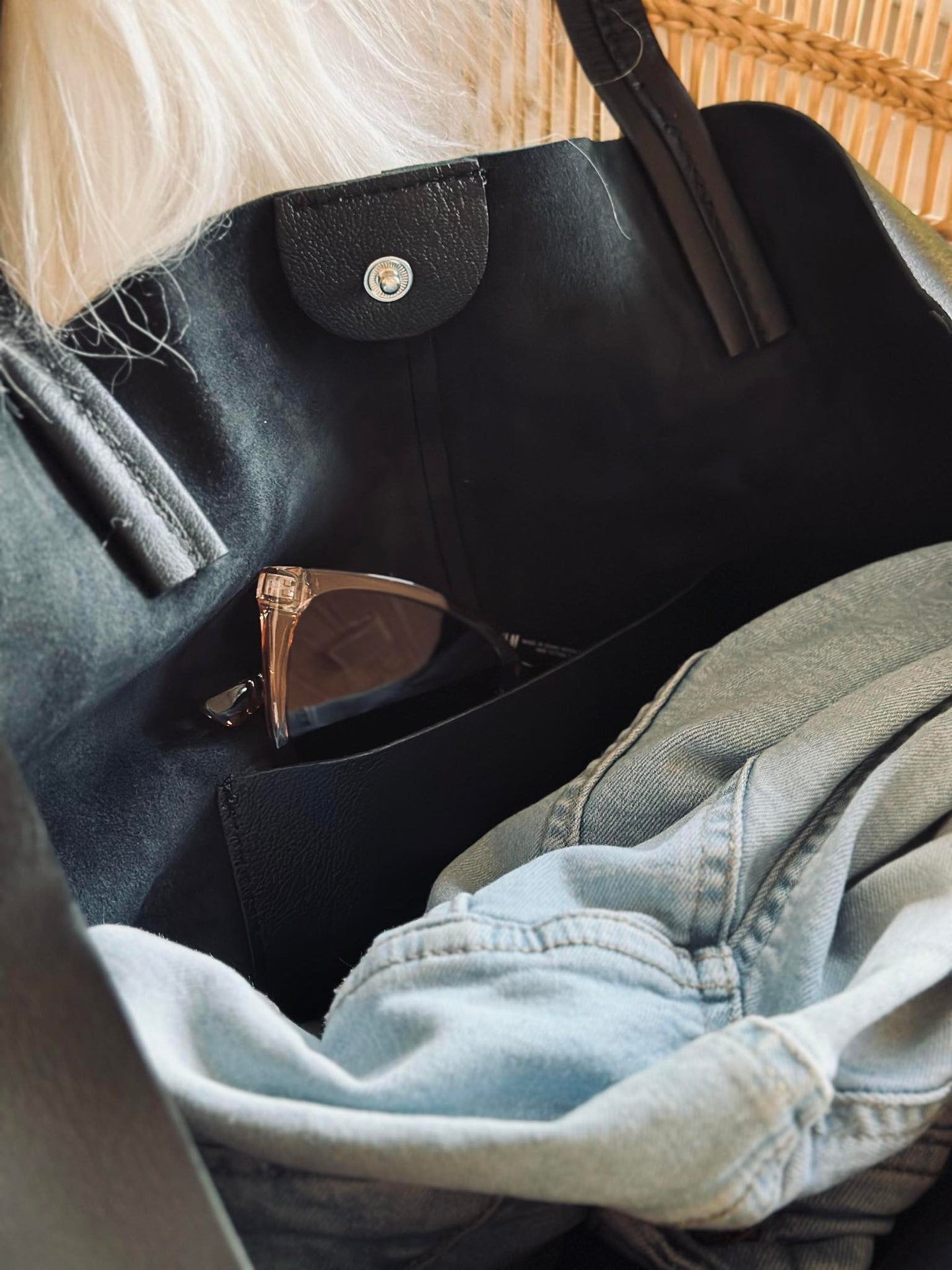 Shopper Daily aus weichem Leder - Schwarz