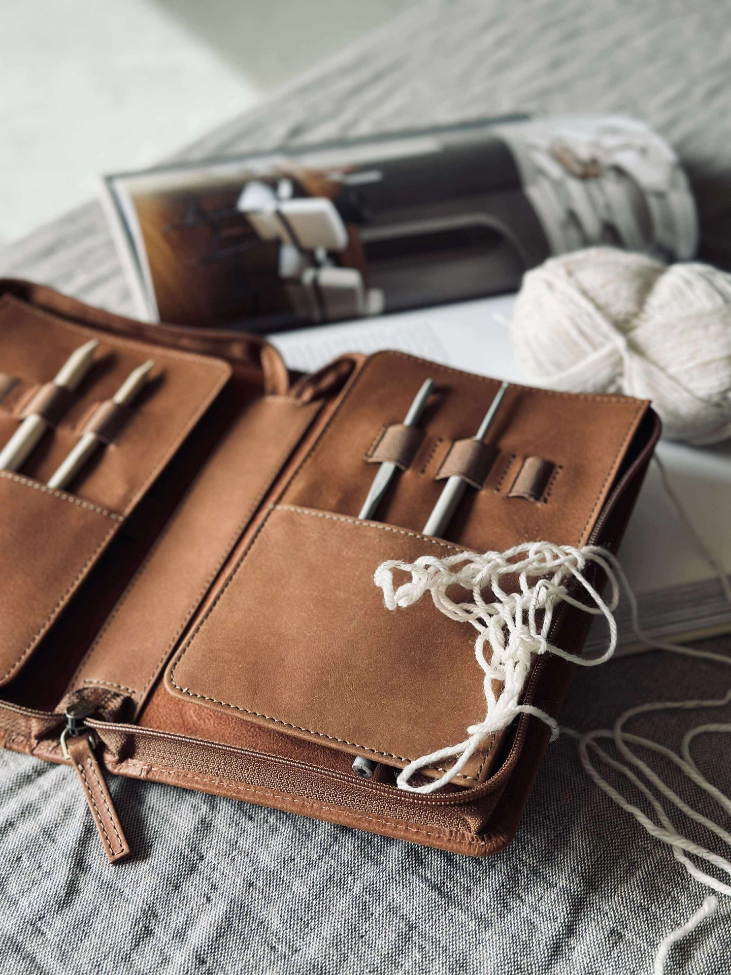 Organiser Cognac Leder