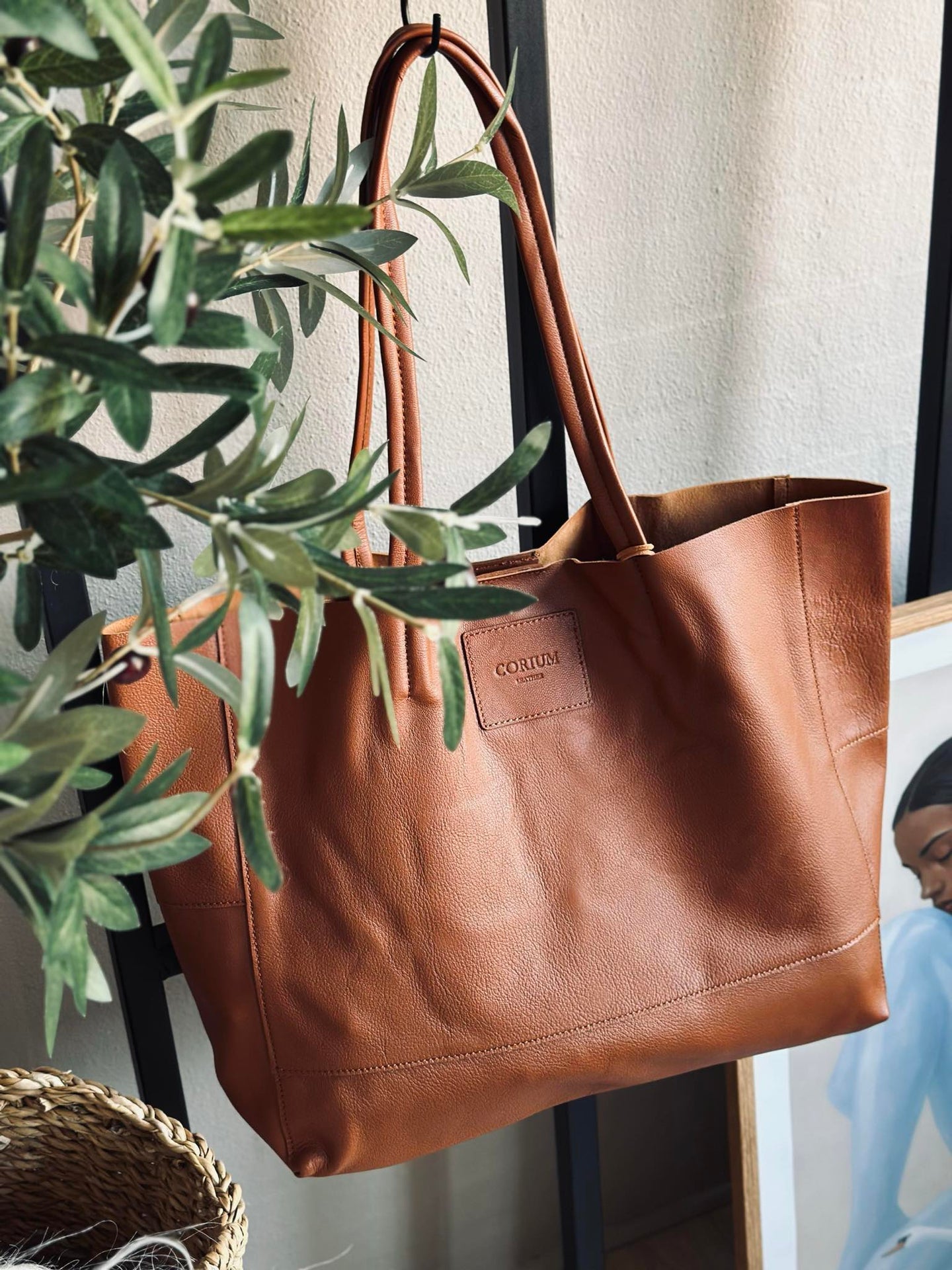 Shopper Daily aus weichem Leder - Cognac