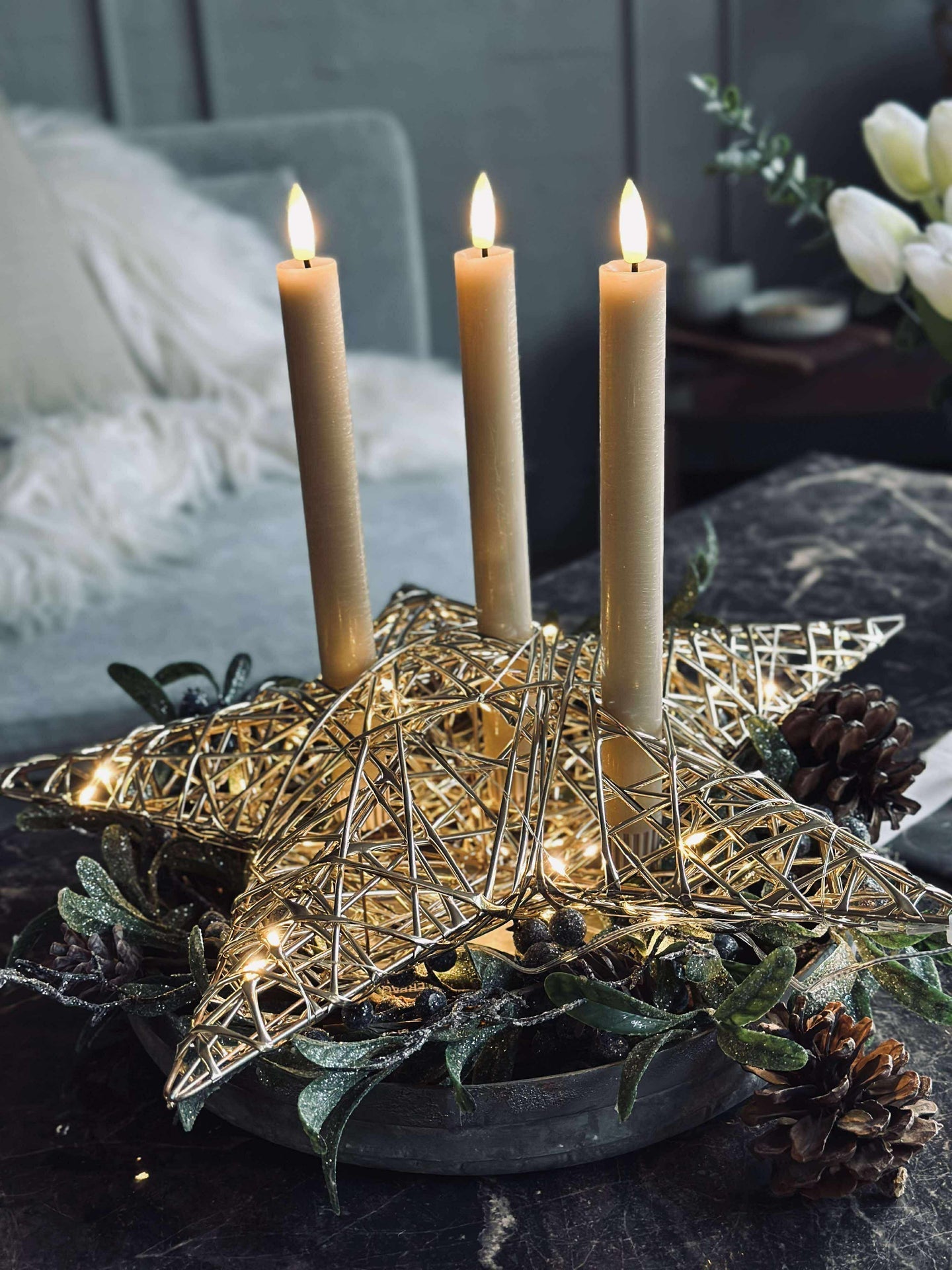 Stern mit LED-Licht - Gold