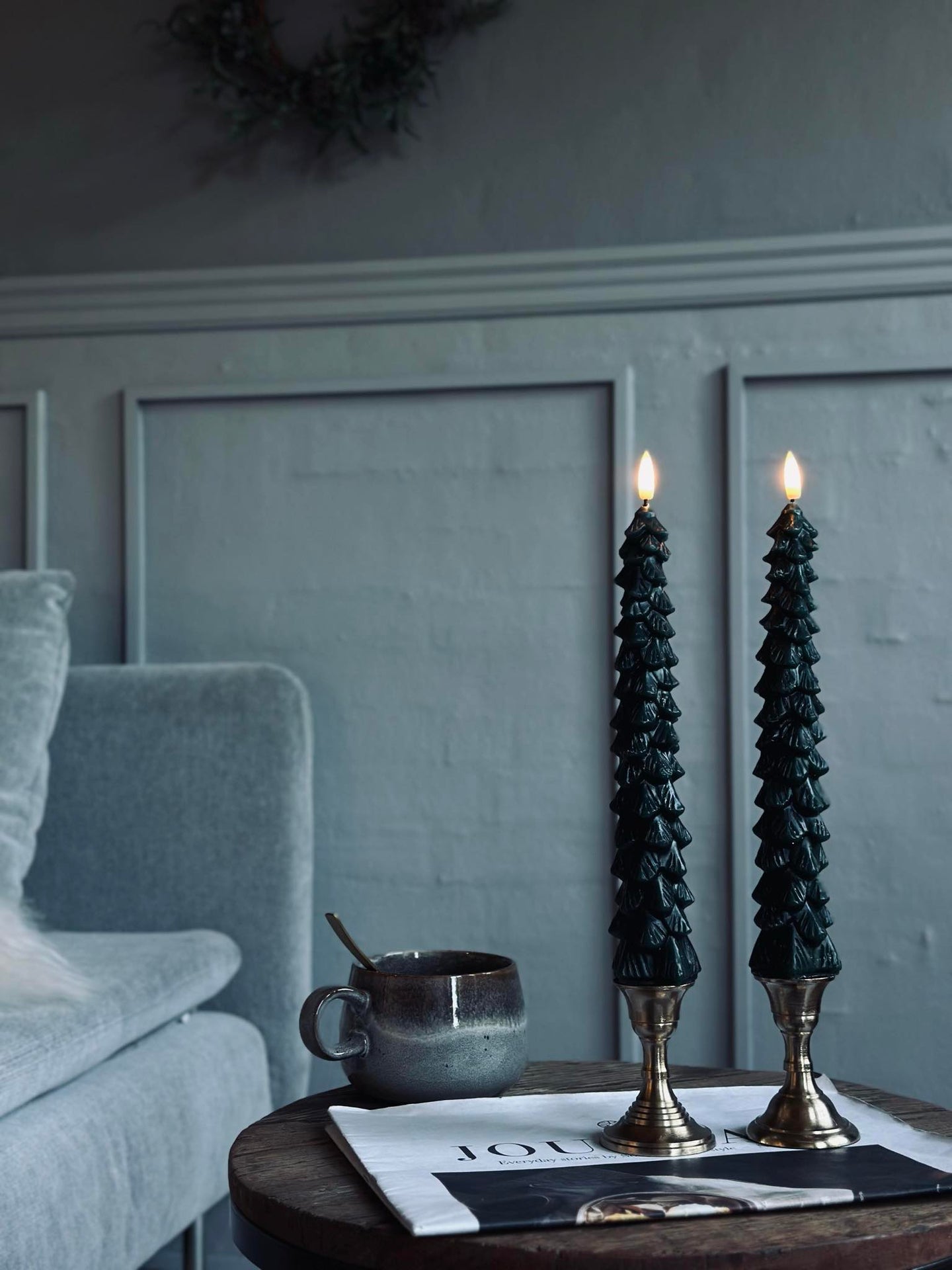 LED-Stumpenkerzen 2 Stk. - Tannenbaum