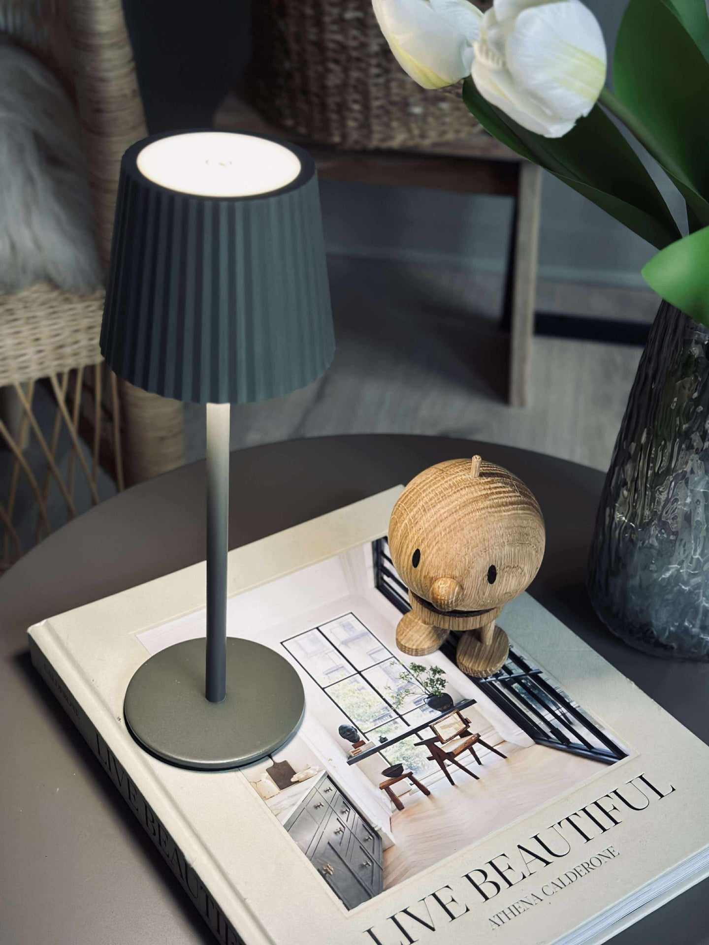 LED-Tischlampe MILLA Taupe - wiederaufladbar
