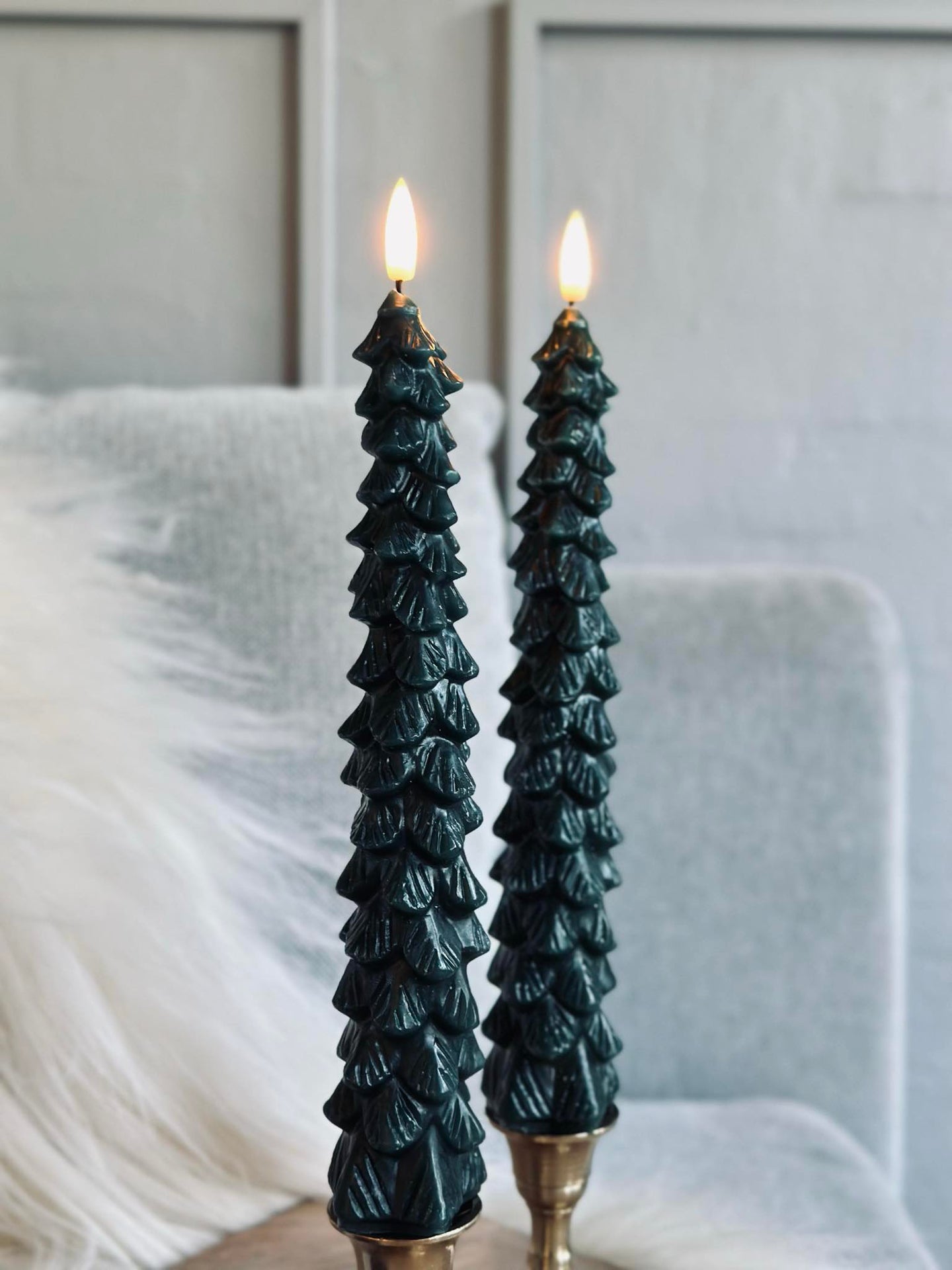 LED-Stumpenkerzen 2 Stk. - Tannenbaum