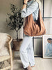 Shopper aus weichem Wildleder - Cognac