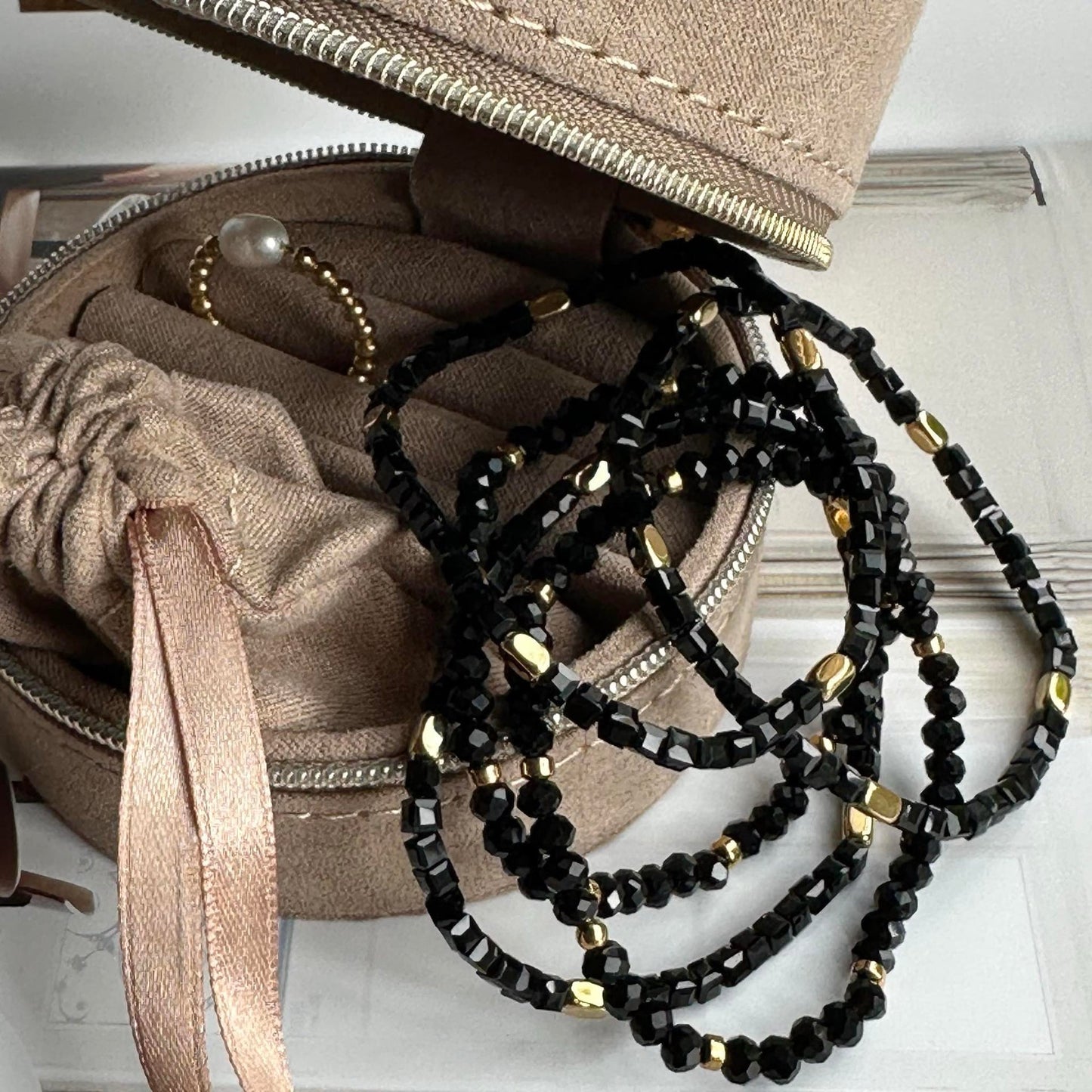 Armband Merle Schwarz-Mix - Set mit 5 Stk