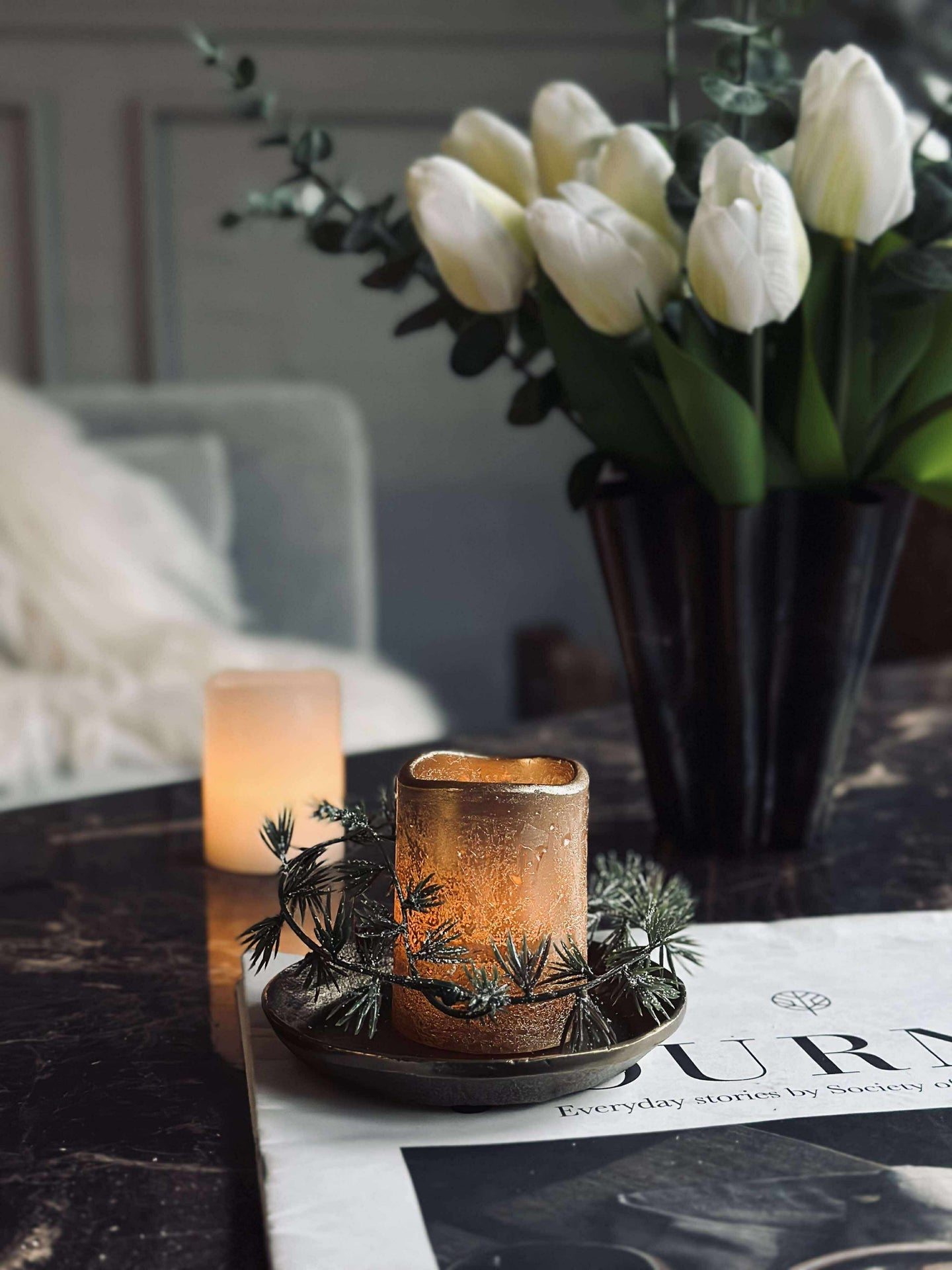 LED-Blockkerze Gold mit Timer