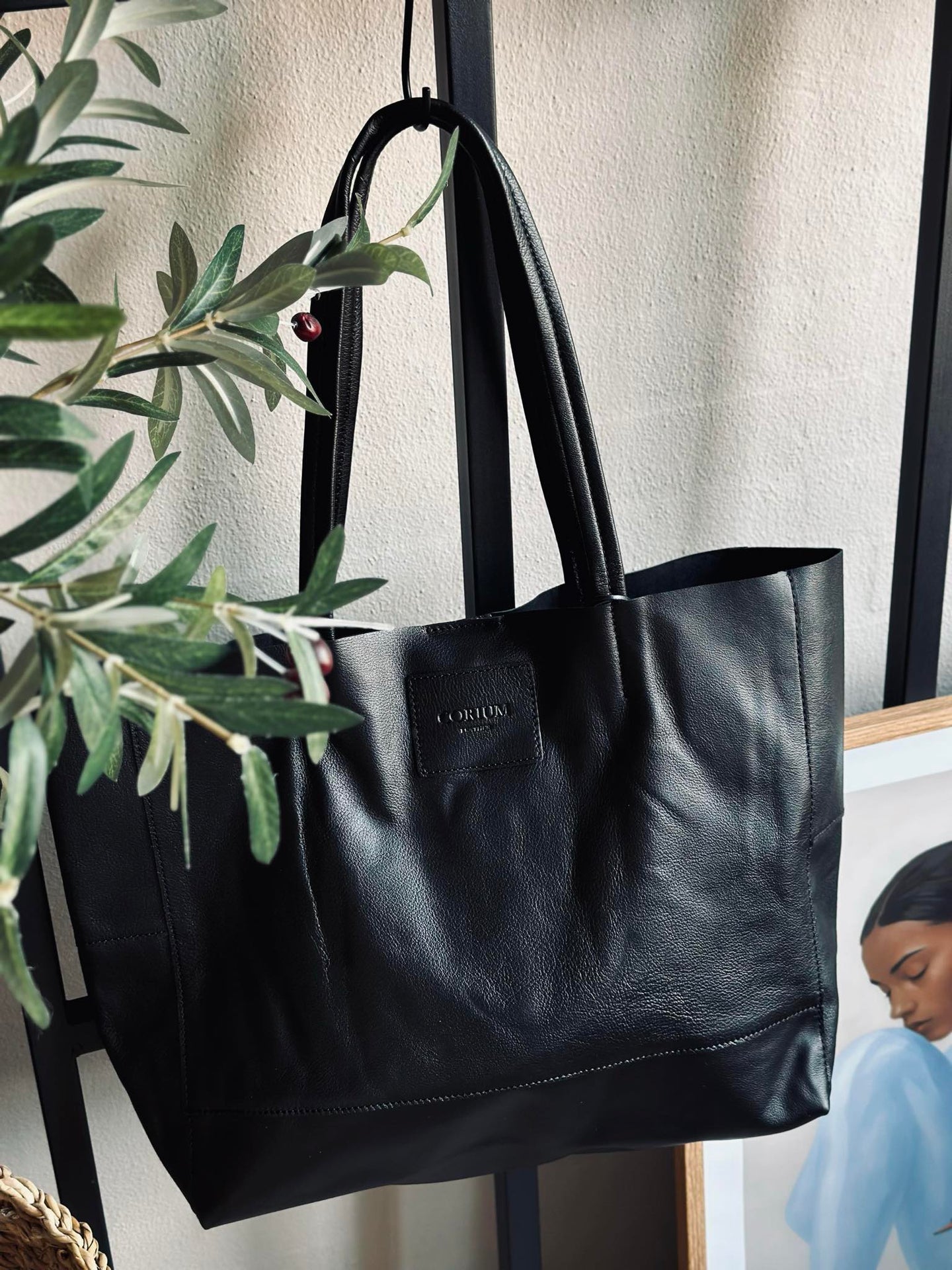 Shopper Daily aus weichem Leder - Schwarz