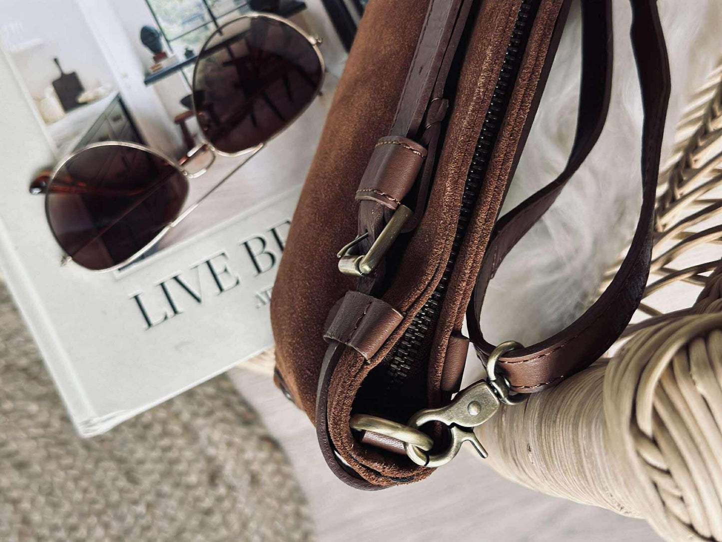 Clutch Veloursleder - Cognac