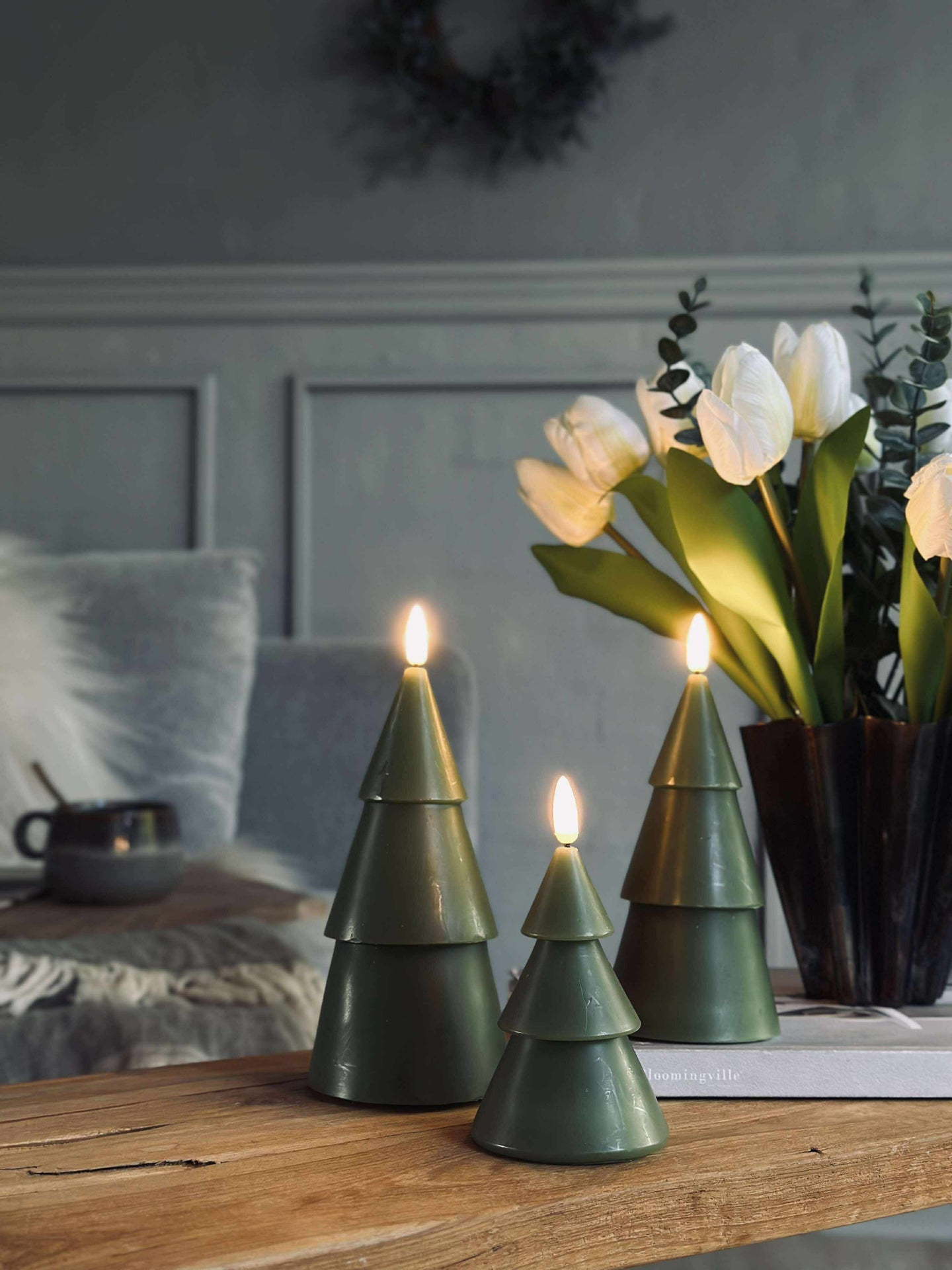 LED-Weihnachtsbaum 3 Stk. mit Fernbedienung Grün
