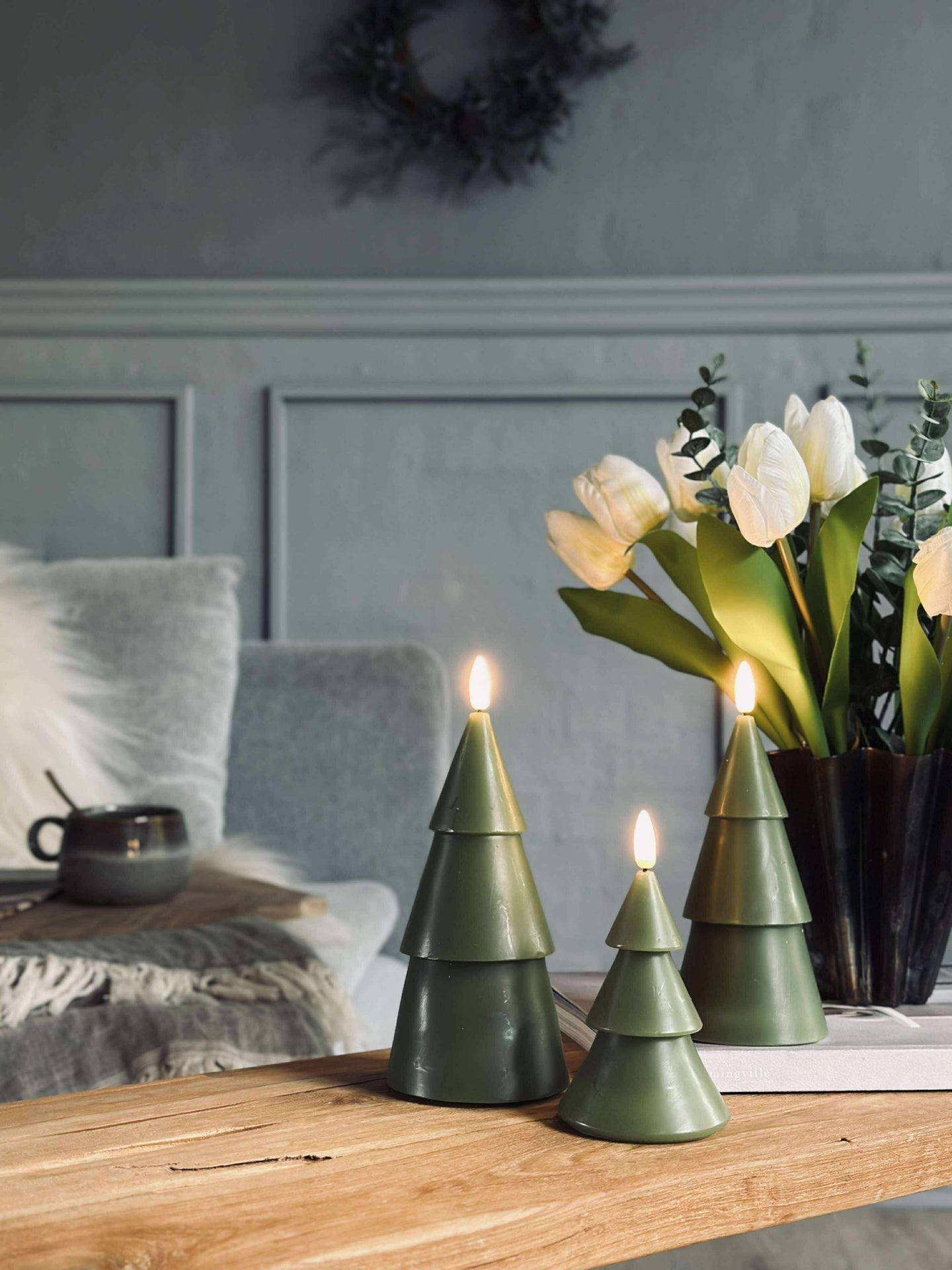 LED-Weihnachtsbaum 3 Stk. mit Fernbedienung Grün
