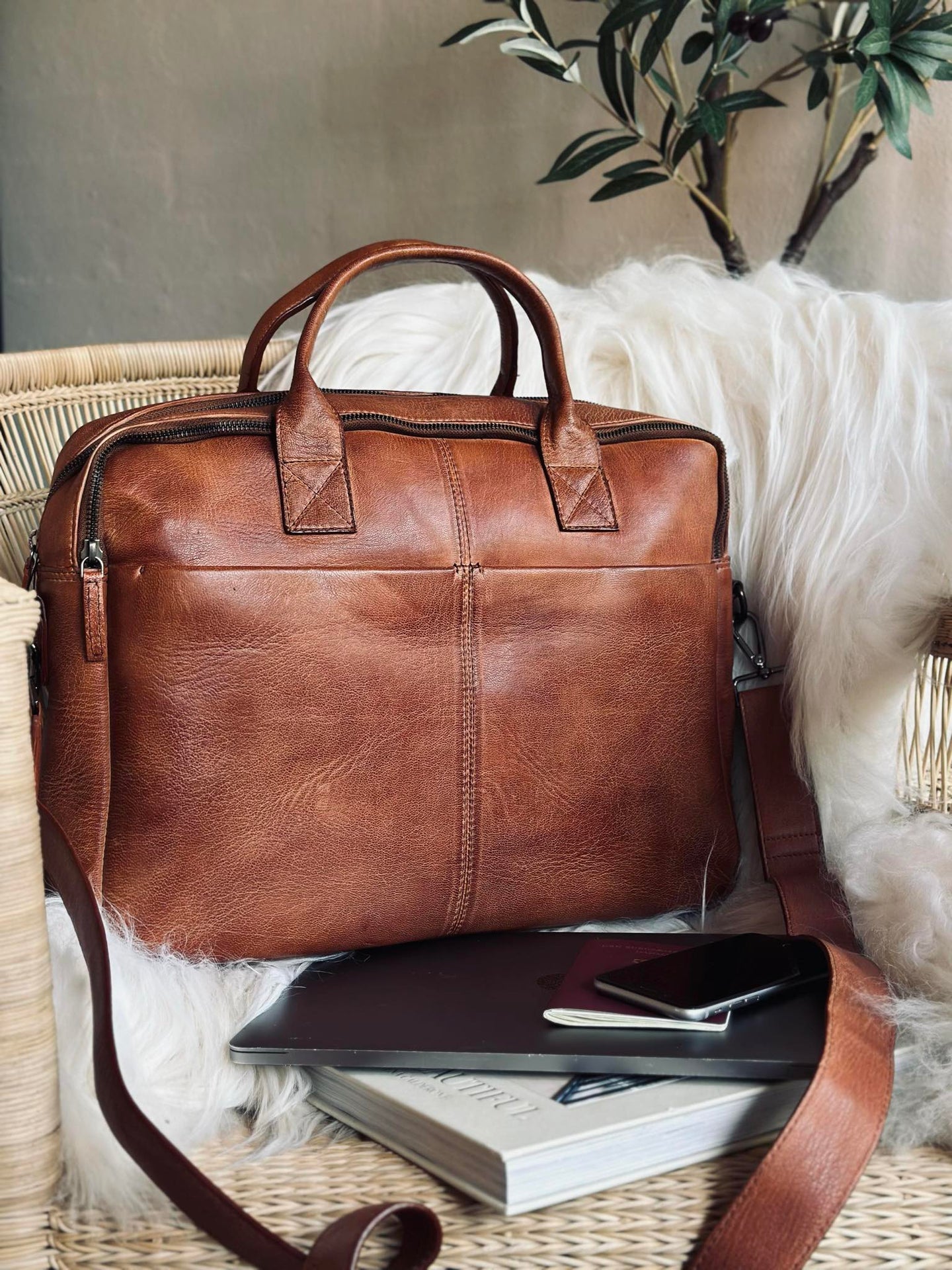 Laptoptasche Cognac