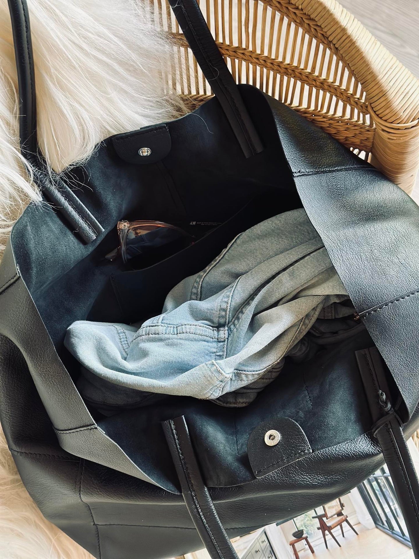 Shopper Daily aus weichem Leder - Schwarz