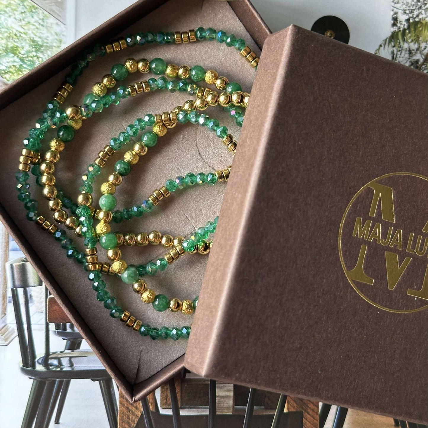 Armband Ofelia Emerald - Set mit 5 Armbändern