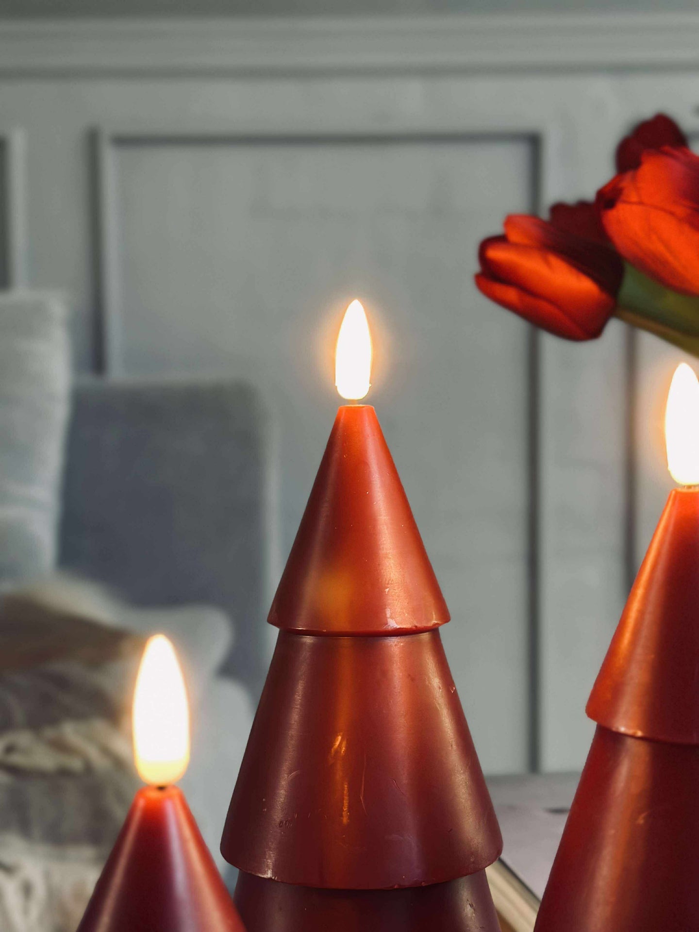 LED Weihnachtsbaum 3 Stk. m. Fernbedienung Rot
