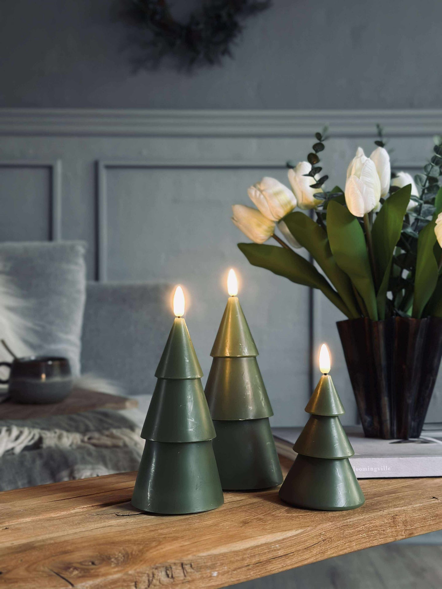 LED-Weihnachtsbaum 3 Stk. mit Fernbedienung Grün