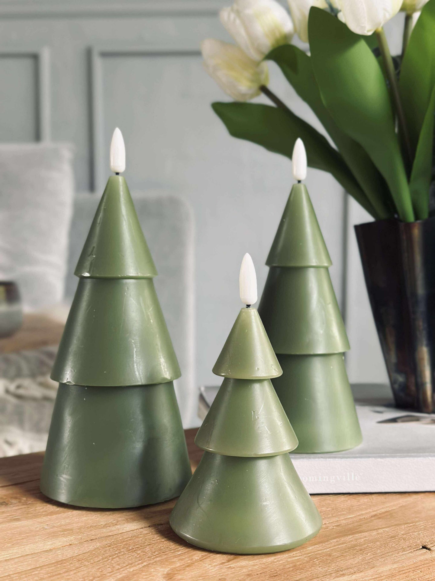 LED-Weihnachtsbaum 3 Stk. mit Fernbedienung Grün