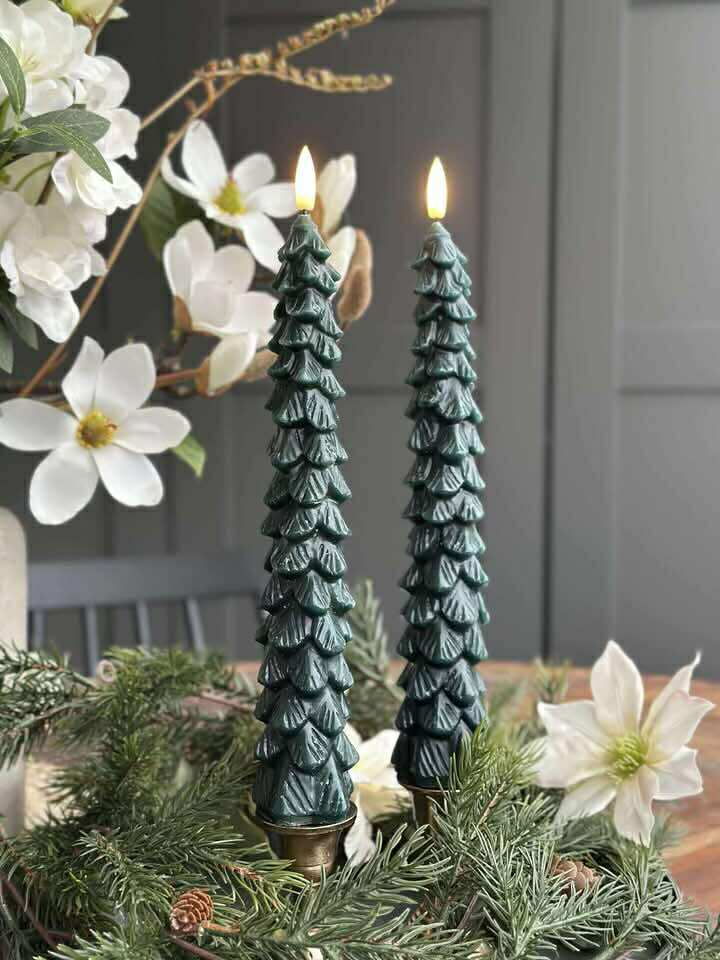 LED-Stumpenkerzen 2 Stk. - Tannenbaum