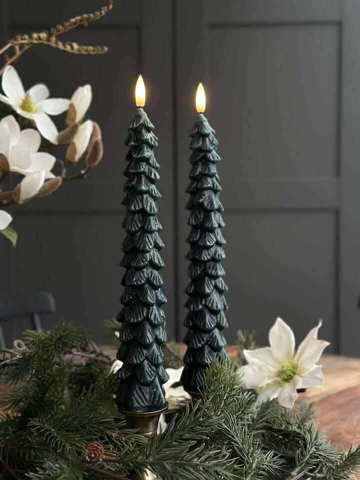 LED-Stumpenkerzen 2 Stk. - Tannenbaum