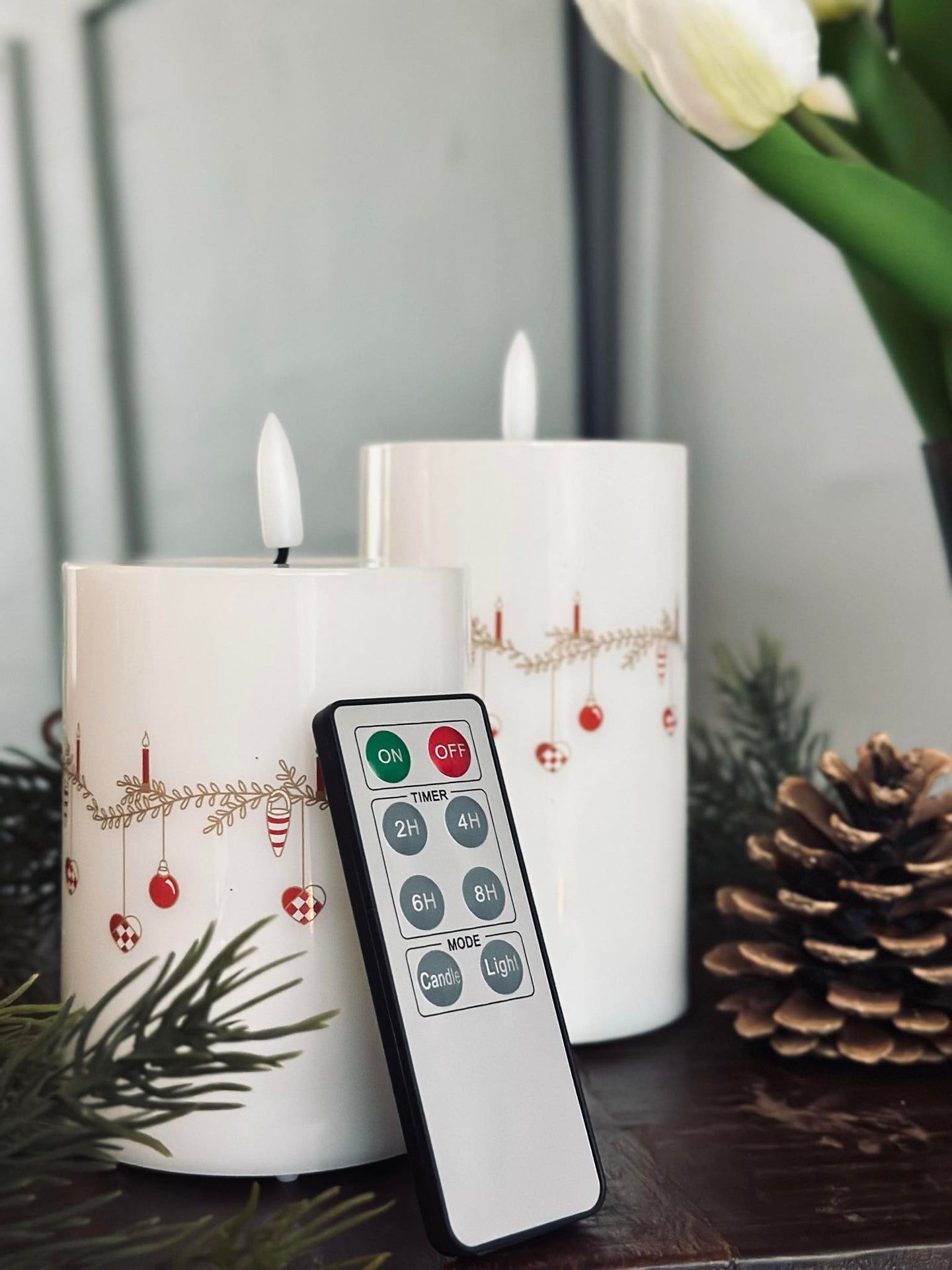 LED Blockkerzen TWINKLE CHRISTMAS - Set mit 2 Stück.