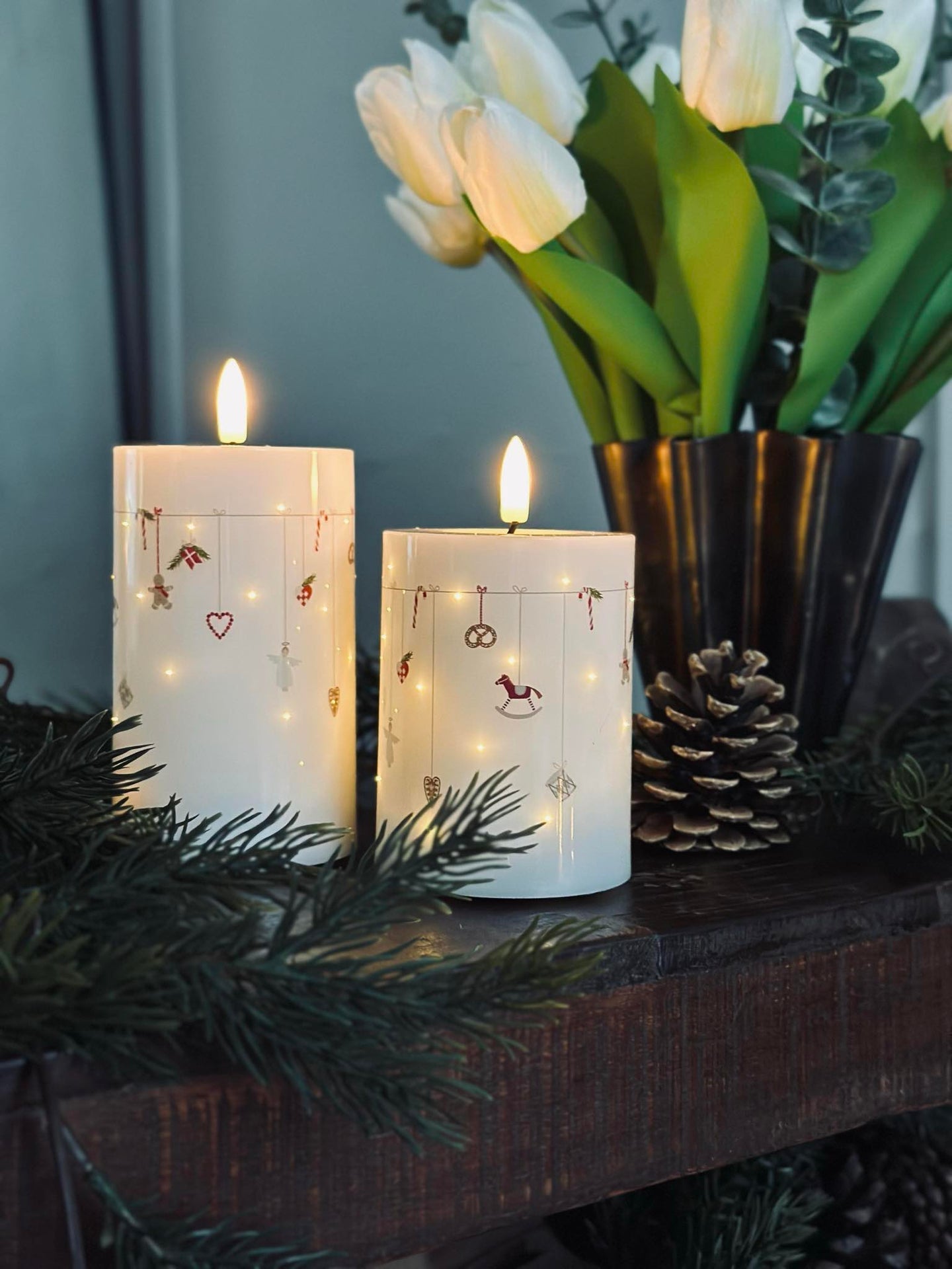 LED-Blockkerzen TWINKLE CHRISTMAS - Set mit 2 Stk.