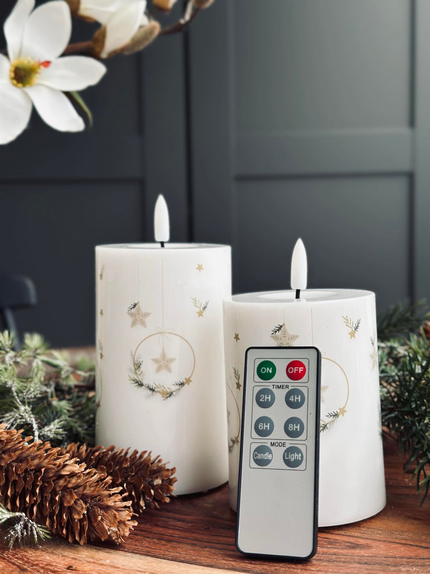 LED-Blockkerzen TWINKLE CHRISTMAS - Set mit 2 Stk.