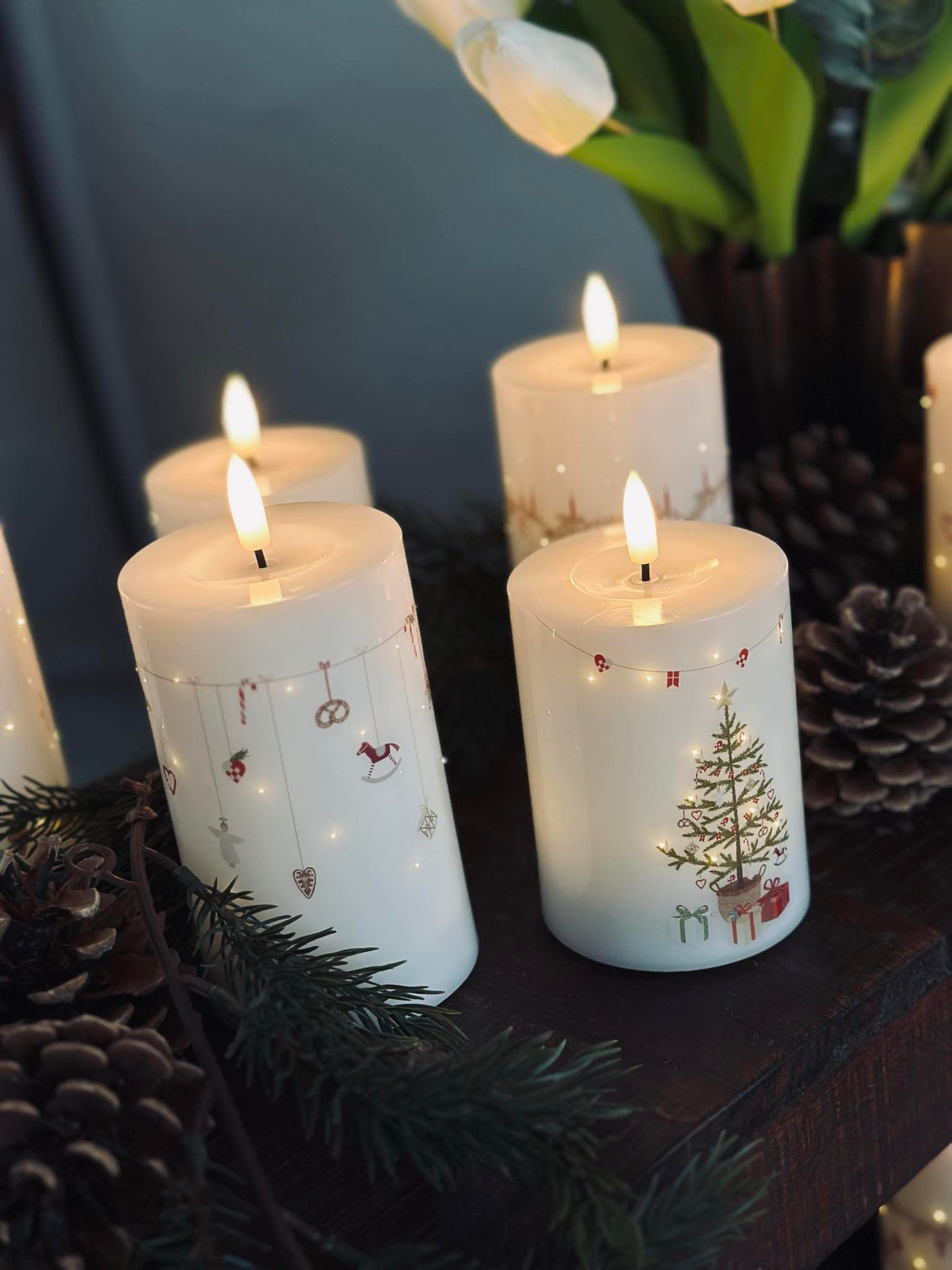 LED-Blockkerzen TWINKLE CHRISTMAS - Set mit 2 Stk.