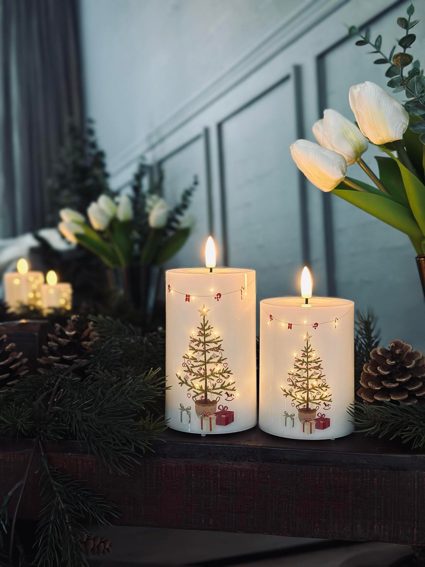 LED Blockkerzen TWINKLE CHRISTMAS - Set mit 2 Stk.