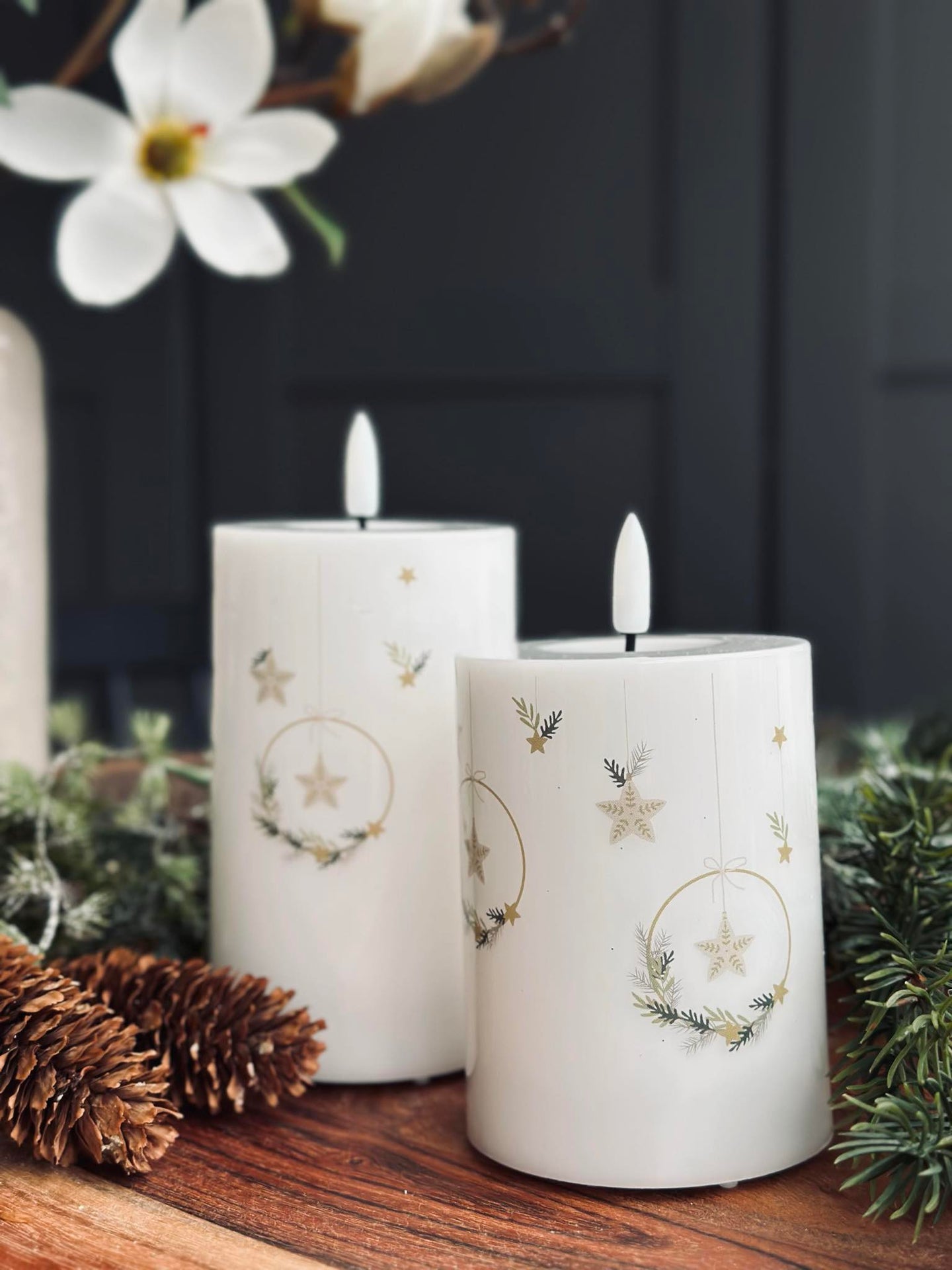 LED-Blockkerzen TWINKLE CHRISTMAS - Set mit 2 Stk.