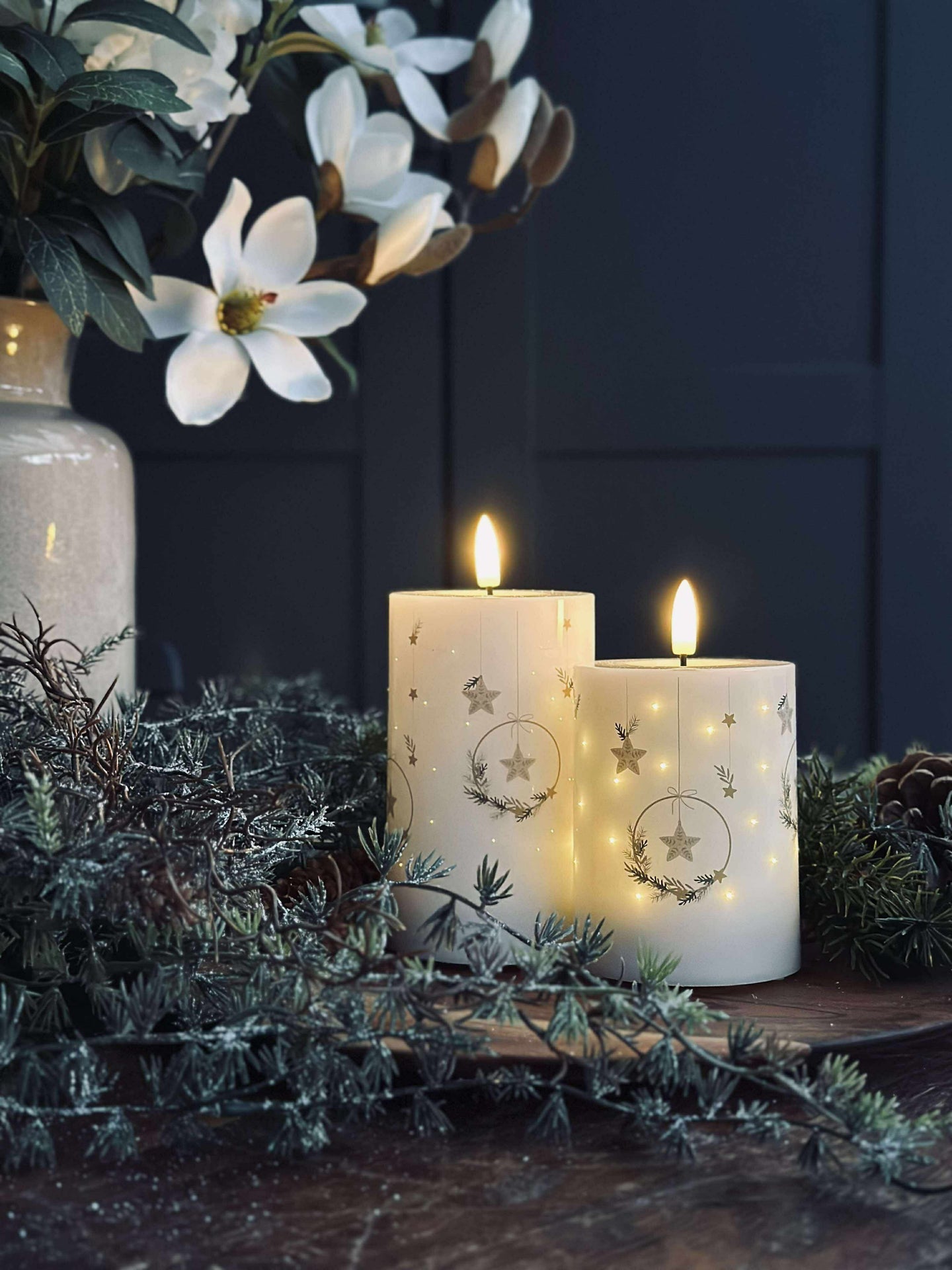 LED-Blockkerzen TWINKLE CHRISTMAS - Set mit 2 Stk.