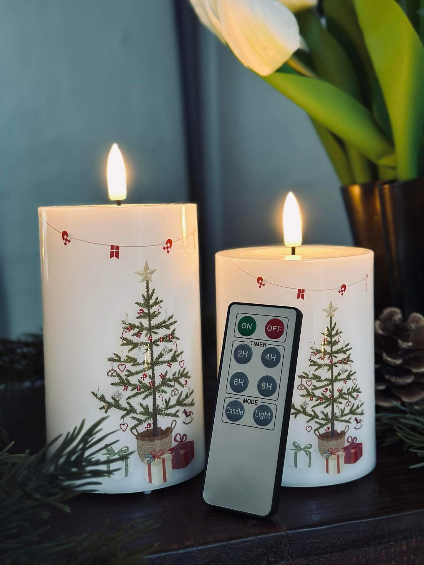 LED Blockkerzen TWINKLE CHRISTMAS - Set mit 2 Stk.
