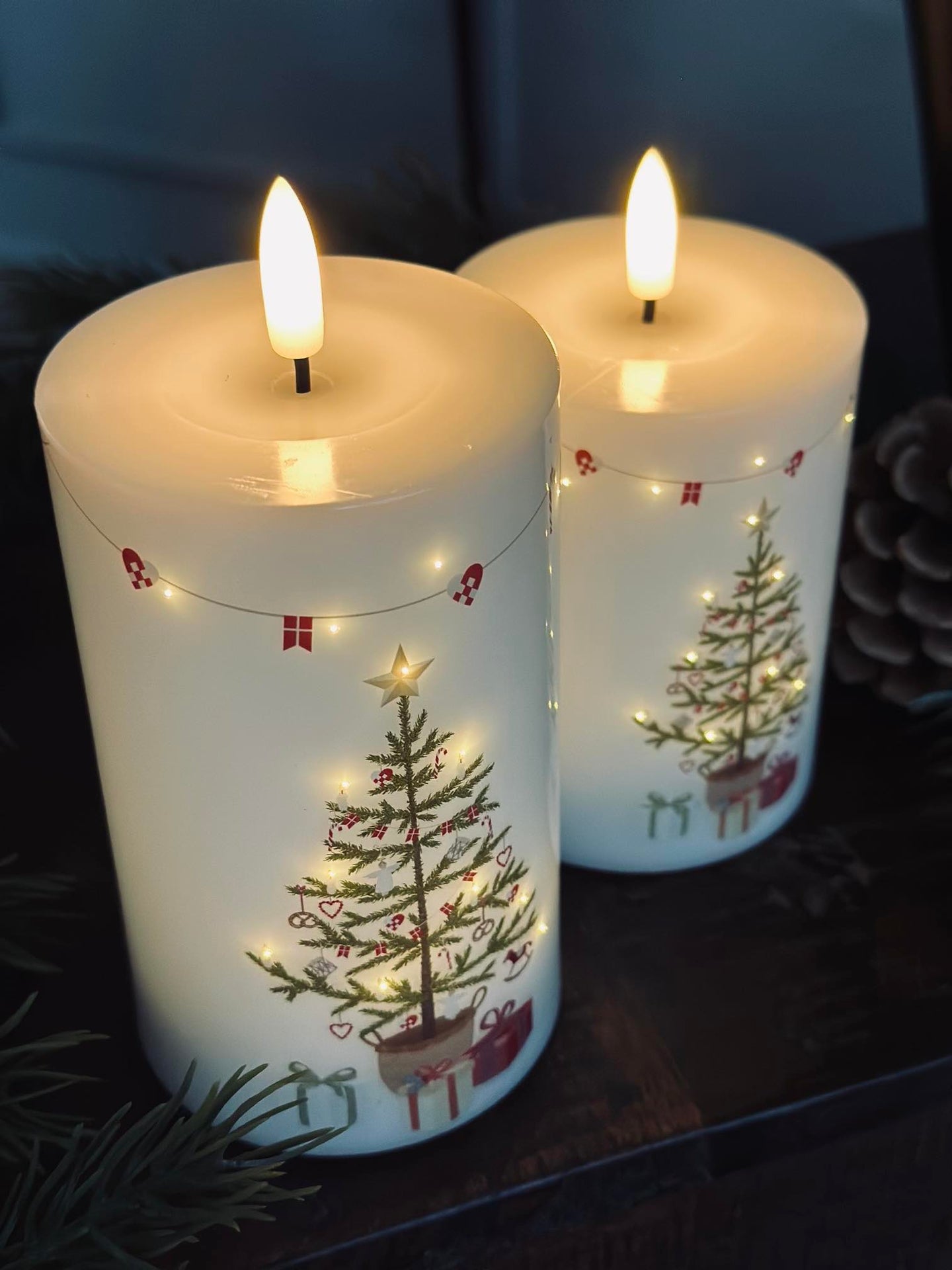 LED Blockkerzen TWINKLE CHRISTMAS - Set mit 2 Stk.