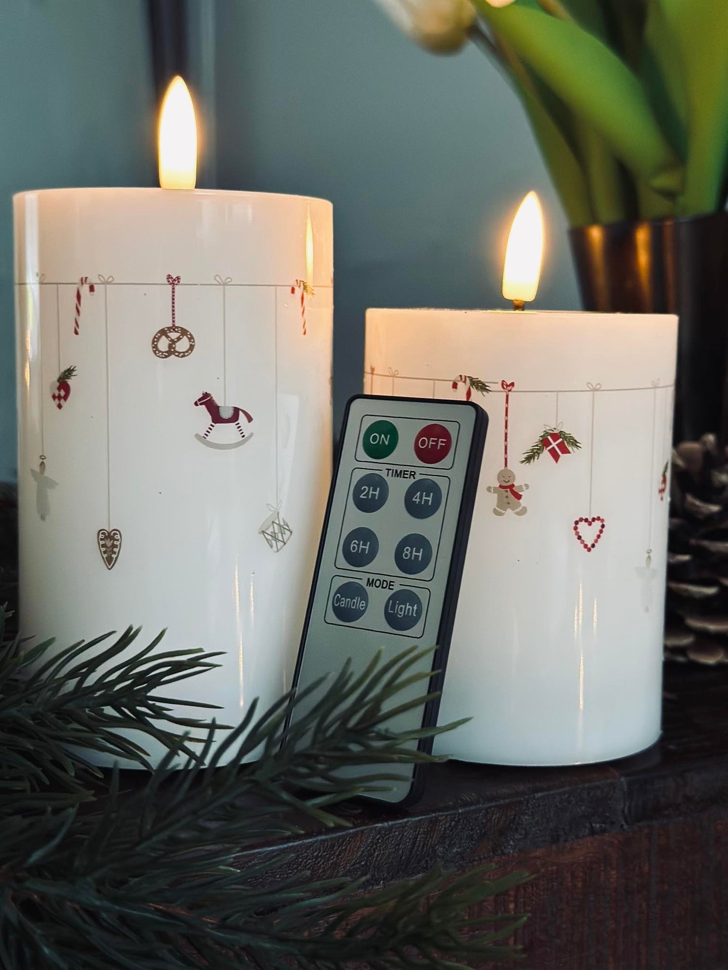 LED-Blockkerzen TWINKLE CHRISTMAS - Set mit 2 Stk.