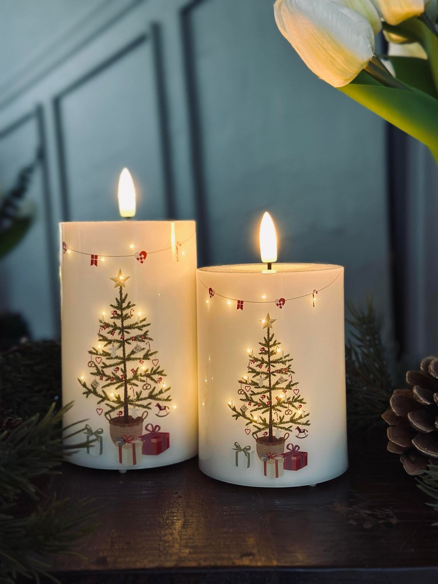 LED Blockkerzen TWINKLE CHRISTMAS - Set mit 2 Stk.