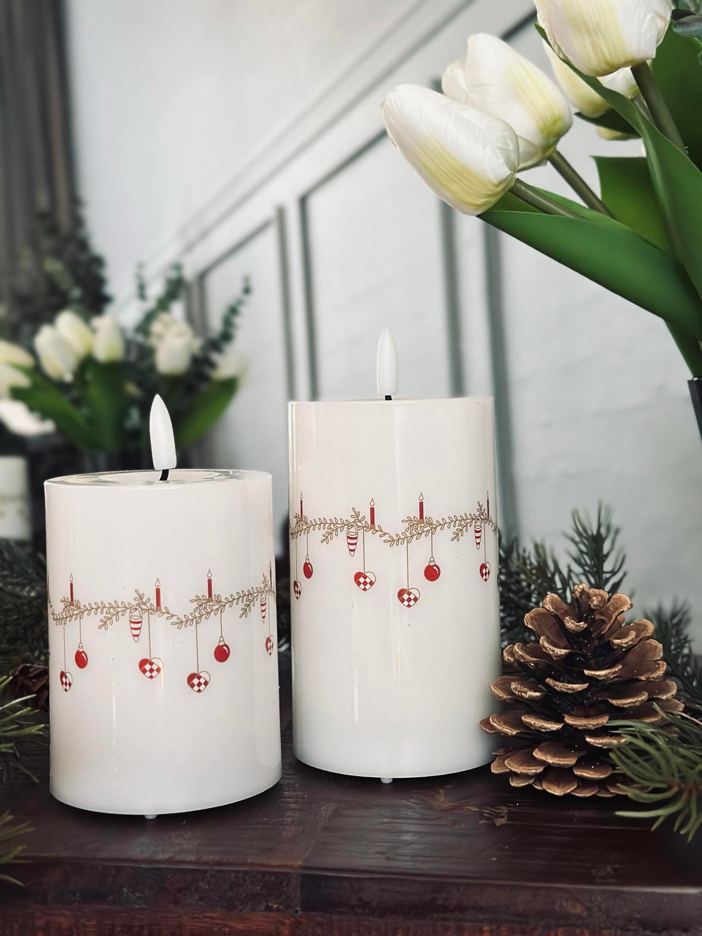LED Blockkerzen TWINKLE CHRISTMAS - Set mit 2 Stück.