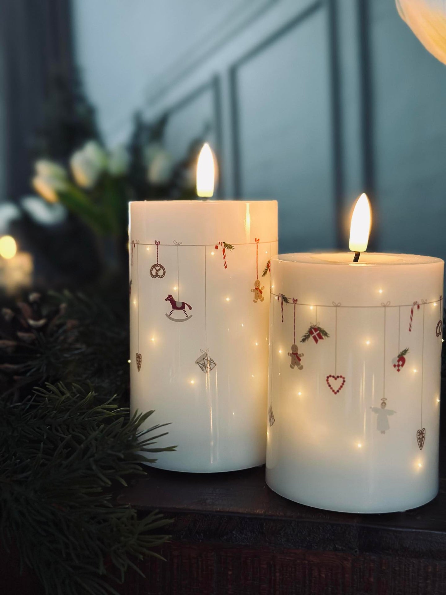 LED-Blockkerzen TWINKLE CHRISTMAS - Set mit 2 Stk.