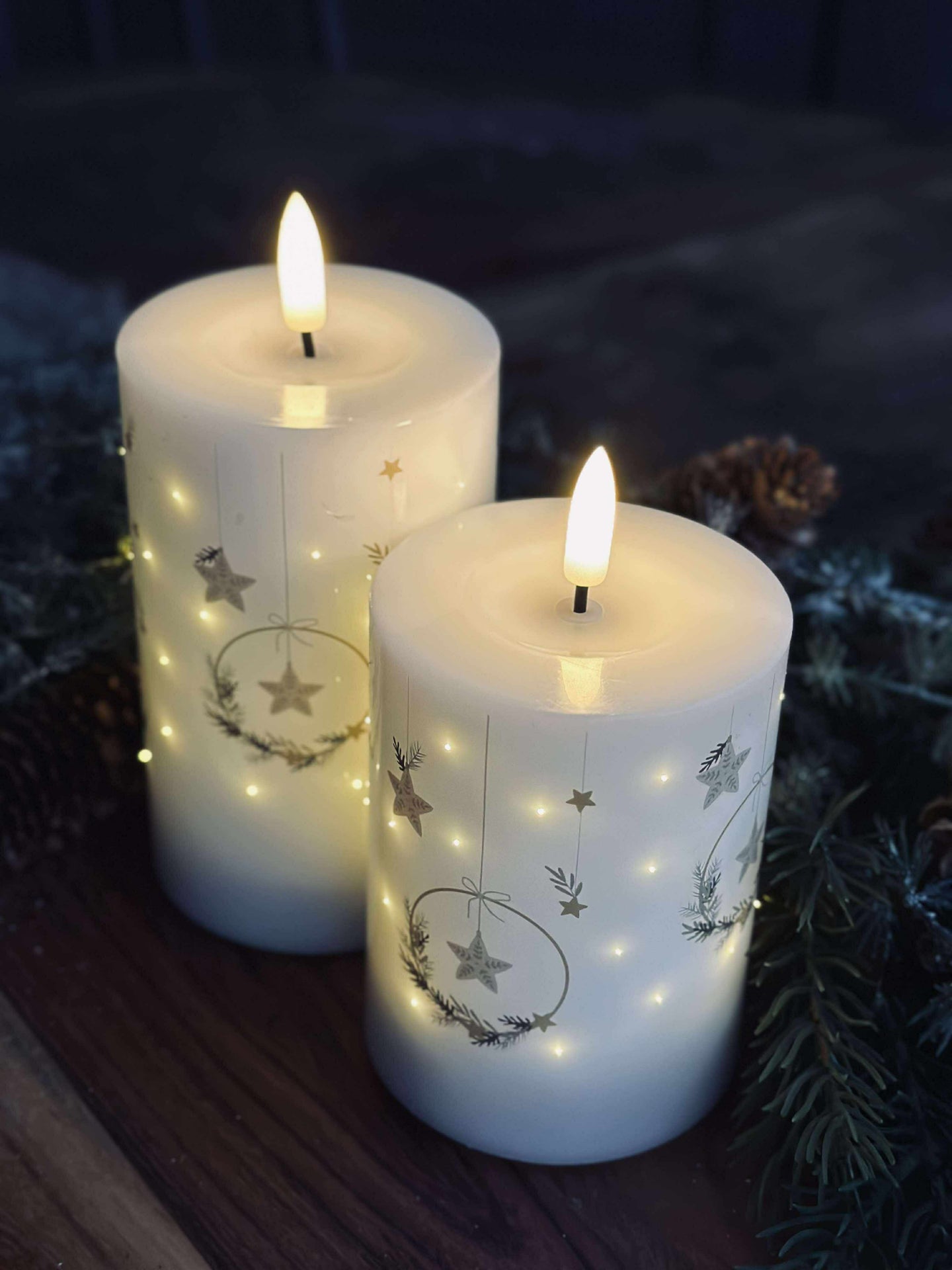 LED-Blockkerzen TWINKLE CHRISTMAS - Set mit 2 Stk.