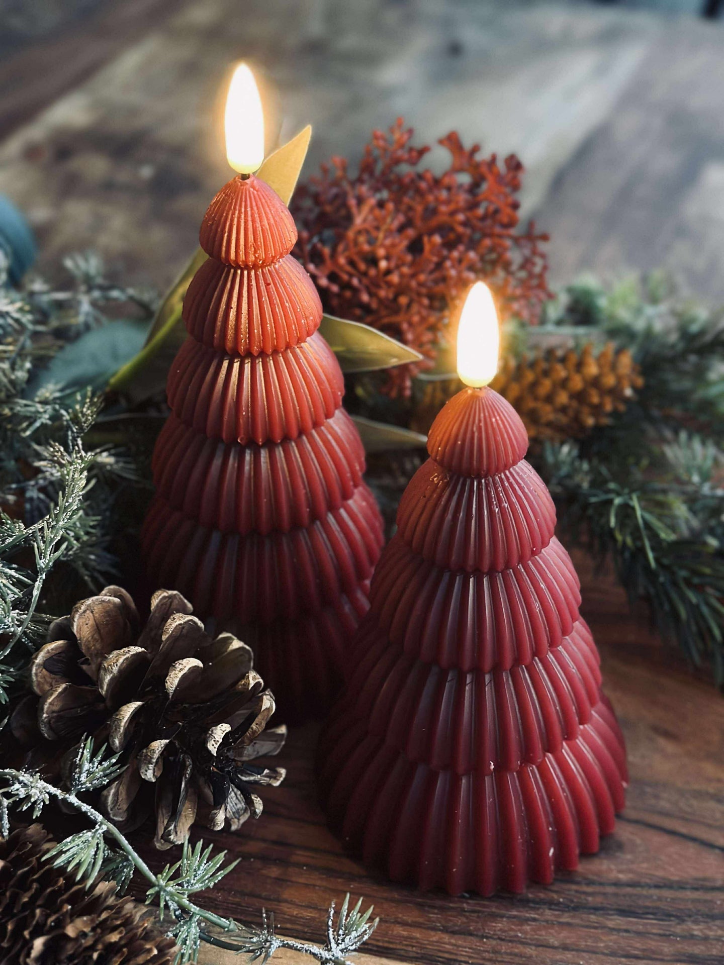 Weihnachtsbaum mit LED-Licht - Set mit 2 Stk. Rot